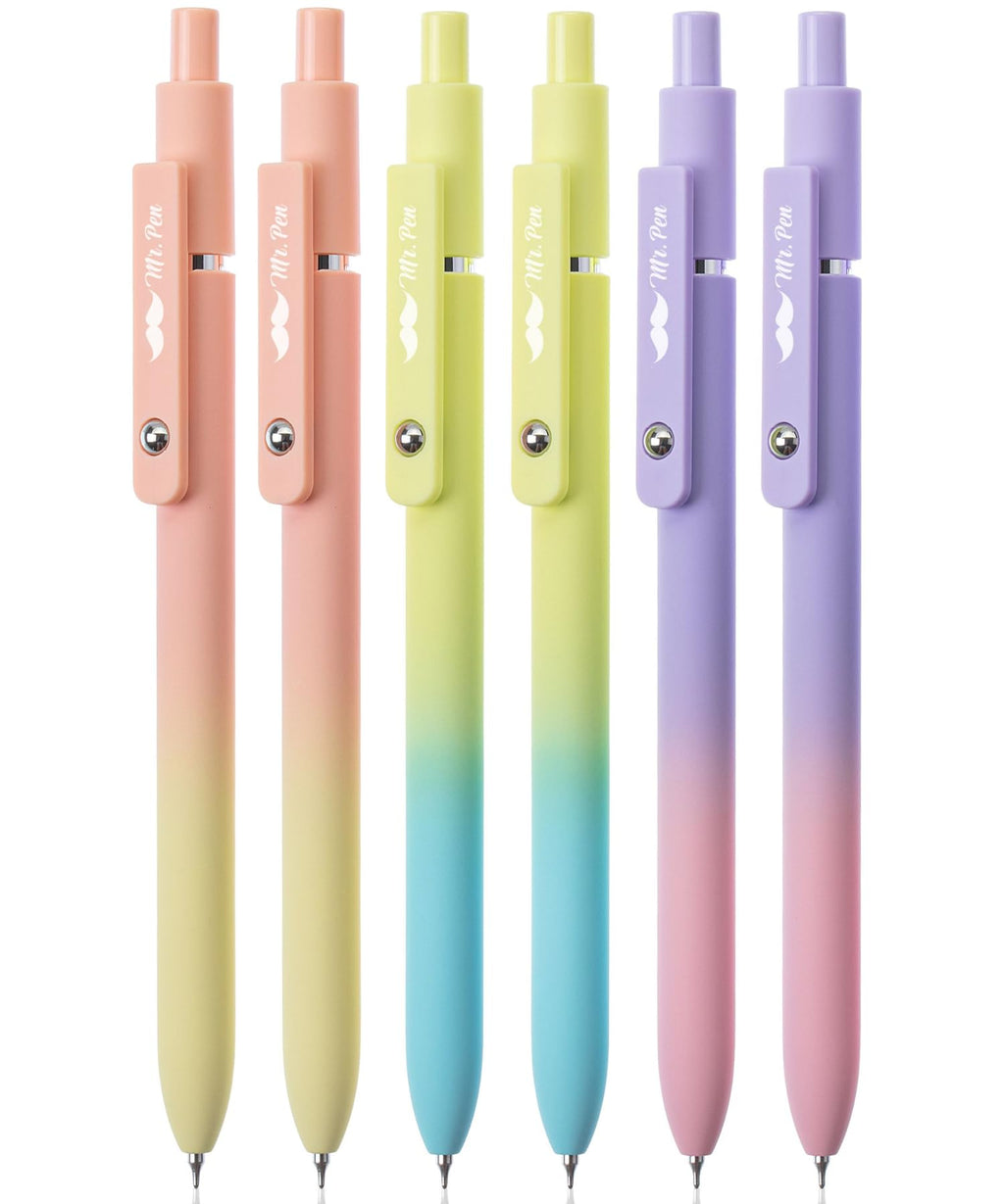 Mr. Pen- Retractable Gel Pens, 12 Pack, Morandi and Vintage Barrels, Black Ink, Fast Dry, Fine Point 0.5mm, Cute and Aesthetic for Journaling