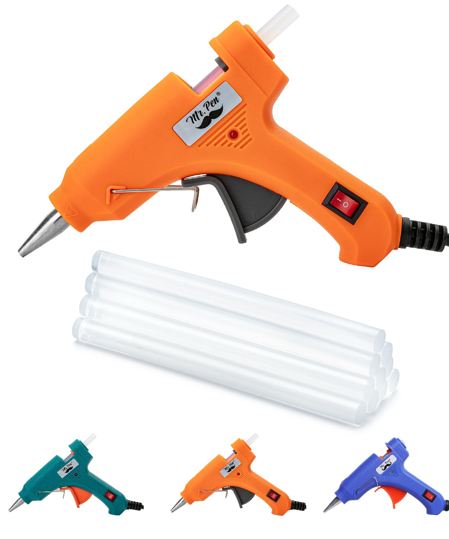 Mr. Pen– Hot Glue Gun Kit, Hot Melt Glue Gun Mini with 20pcs Sticks and 20nWood Craft Sticks and 8 Finger Protector
