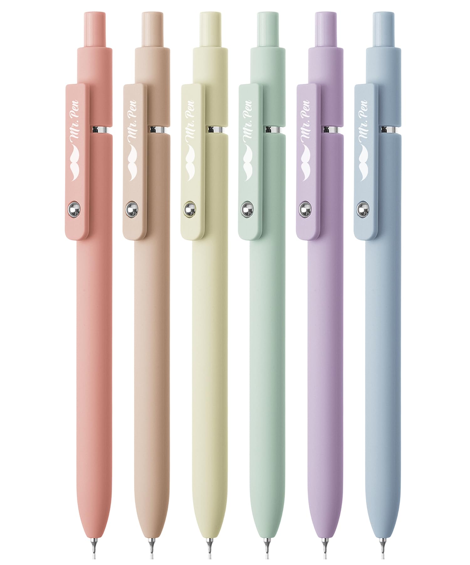 Mr. Pen- Retractable Gel Pens, 12 Pack, Morandi and Vintage Barrels, Black Ink, Fast Dry, Fine Point 0.5mm, Cute and Aesthetic for Journaling