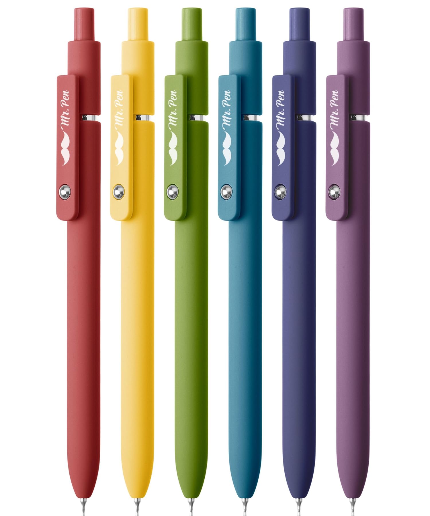 Mr. Pen- Retractable Gel Pens, 12 Pack, Morandi and Vintage Barrels, Black Ink, Fast Dry, Fine Point 0.5mm, Cute and Aesthetic for Journaling