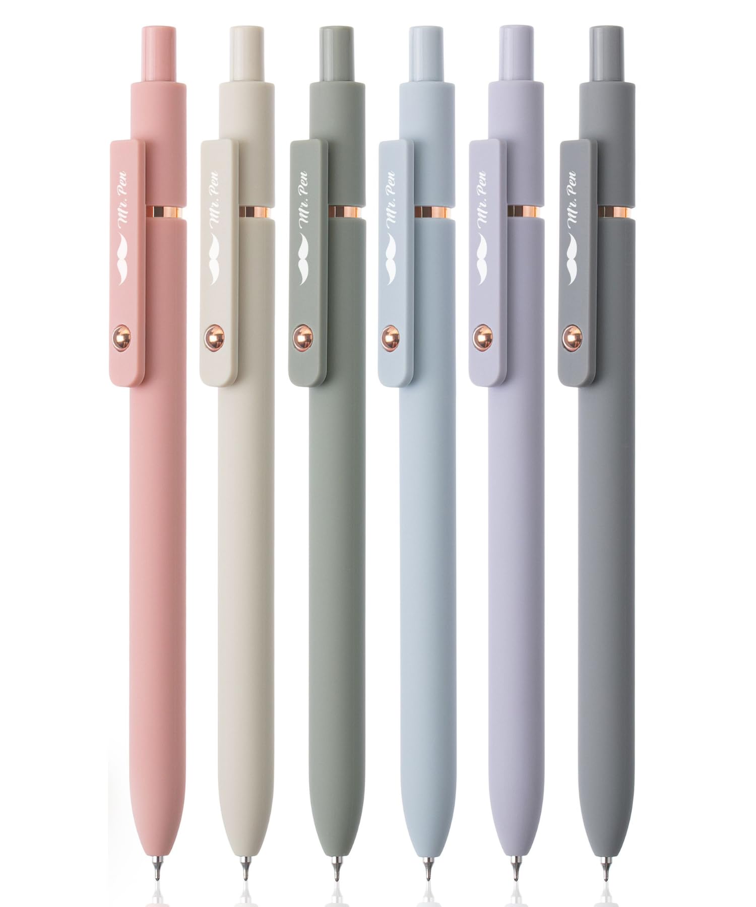 Mr. Pen- Retractable Gel Pens, 12 Pack, Morandi and Vintage Barrels, Black Ink, Fast Dry, Fine Point 0.5mm, Cute and Aesthetic for Journaling