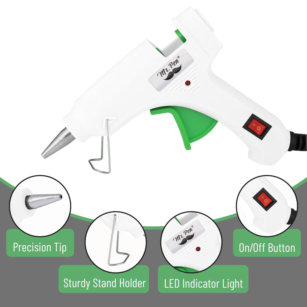 Mr. Pen– Hot Glue Gun Kit, Hot Melt Glue Gun Mini with 20pcs Sticks and 20nWood Craft Sticks and 8 Finger Protector