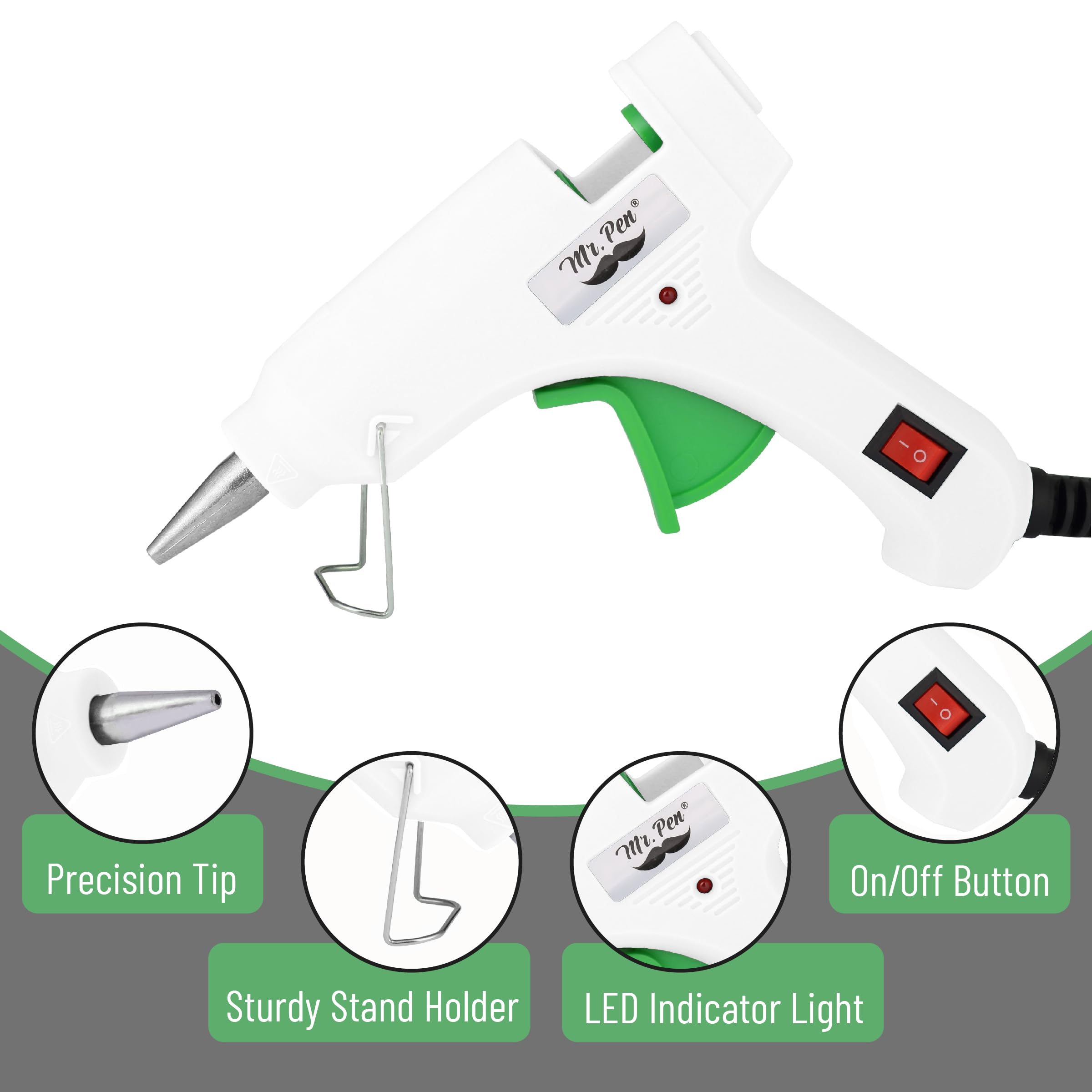 Mr. Pen– Hot Glue Gun Kit, Hot Melt Glue Gun Mini with 20pcs Sticks and 20nWood Craft Sticks and 8 Finger Protector
