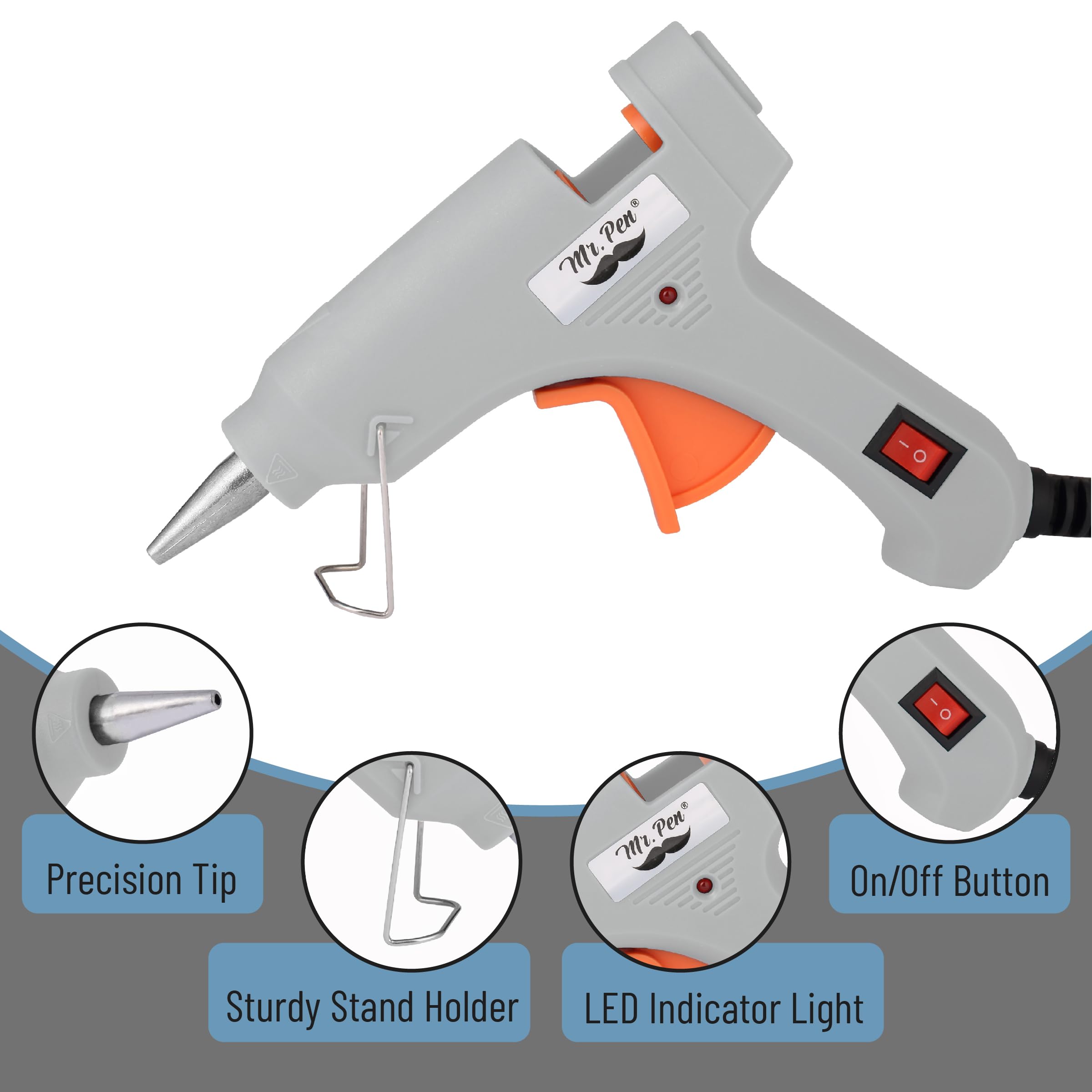 Mr. Pen– Hot Glue Gun Kit, Hot Melt Glue Gun Mini with 20pcs Sticks and 20nWood Craft Sticks and 8 Finger Protector