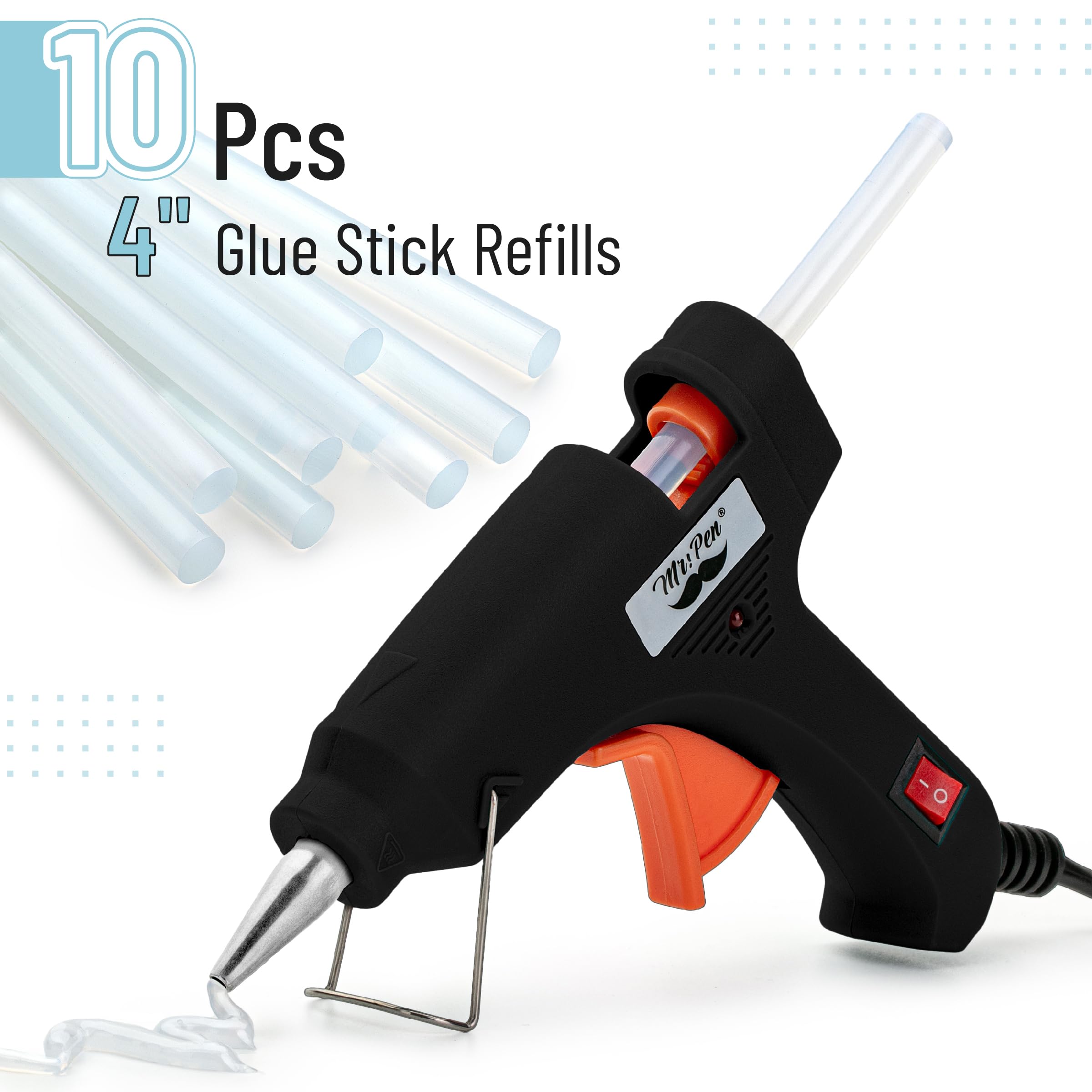 Mr. Pen– Hot Glue Gun Kit, Hot Melt Glue Gun Mini with 20pcs Sticks and 20nWood Craft Sticks and 8 Finger Protector