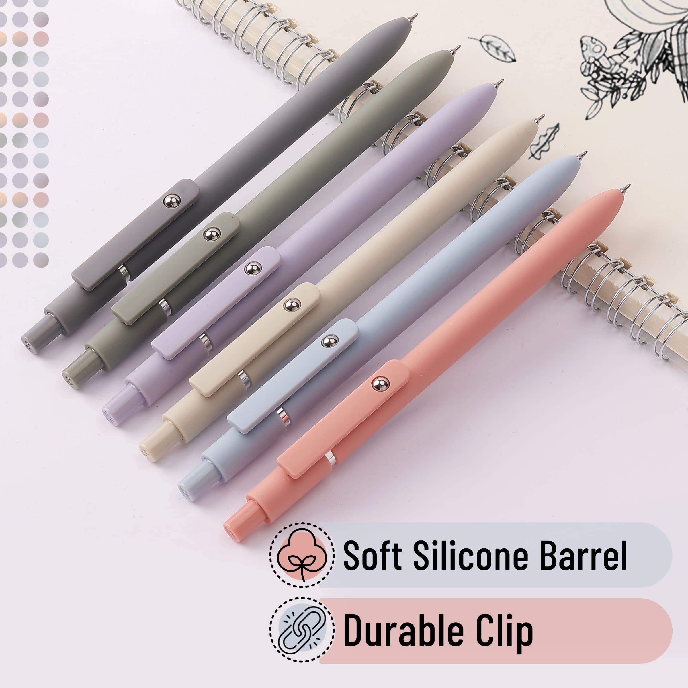 Mr. Pen- Retractable Gel Pens, 12 Pack, Morandi and Vintage Barrels, Black Ink, Fast Dry, Fine Point 0.5mm, Cute and Aesthetic for Journaling