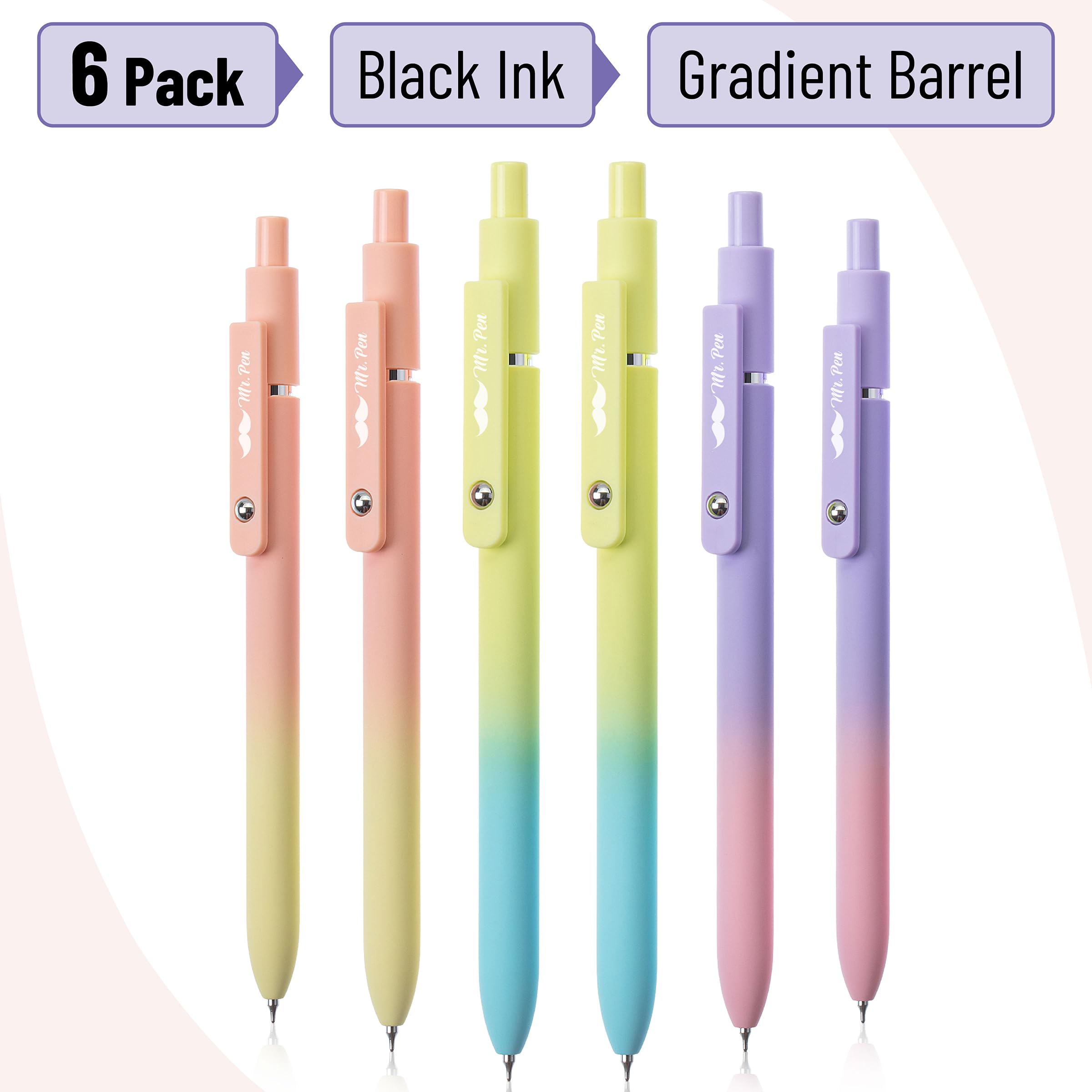 Mr. Pen- Retractable Gel Pens, 12 Pack, Morandi and Vintage Barrels, Black Ink, Fast Dry, Fine Point 0.5mm, Cute and Aesthetic for Journaling