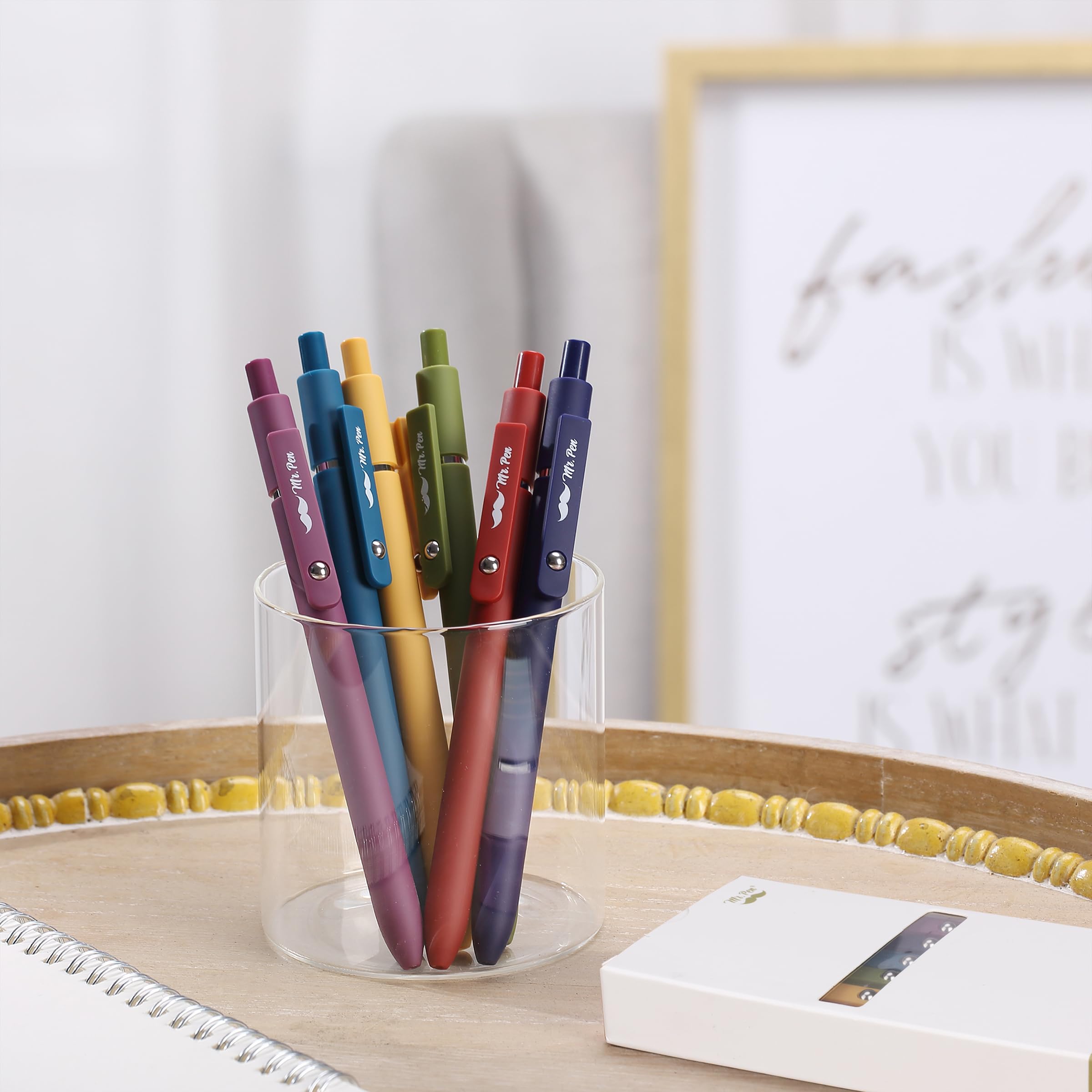 Mr. Pen- Retractable Gel Pens, 12 Pack, Morandi and Vintage Barrels, Black Ink, Fast Dry, Fine Point 0.5mm, Cute and Aesthetic for Journaling