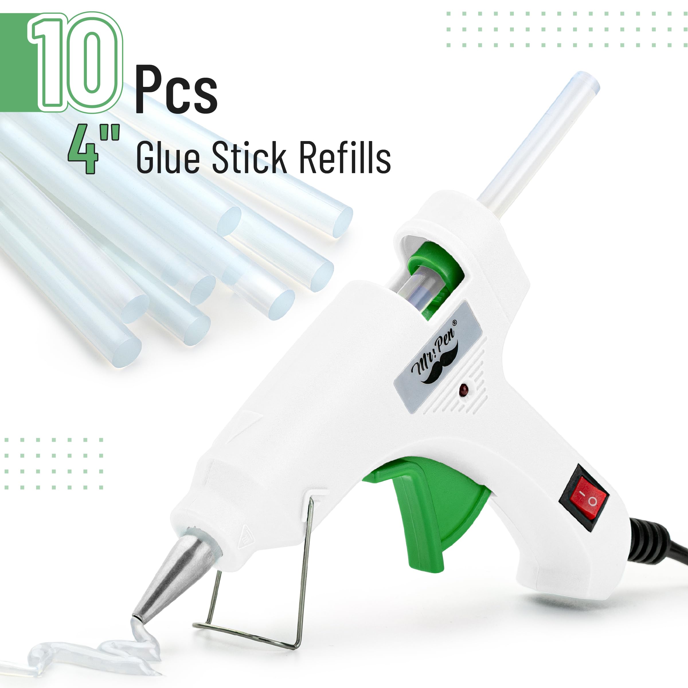 Mr. Pen– Hot Glue Gun Kit, Hot Melt Glue Gun Mini with 20pcs Sticks and 20nWood Craft Sticks and 8 Finger Protector