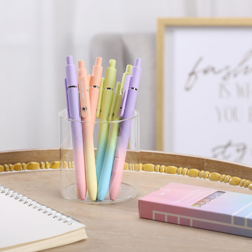 Mr. Pen- Retractable Gel Pens, 12 Pack, Morandi and Vintage Barrels, Black Ink, Fast Dry, Fine Point 0.5mm, Cute and Aesthetic for Journaling