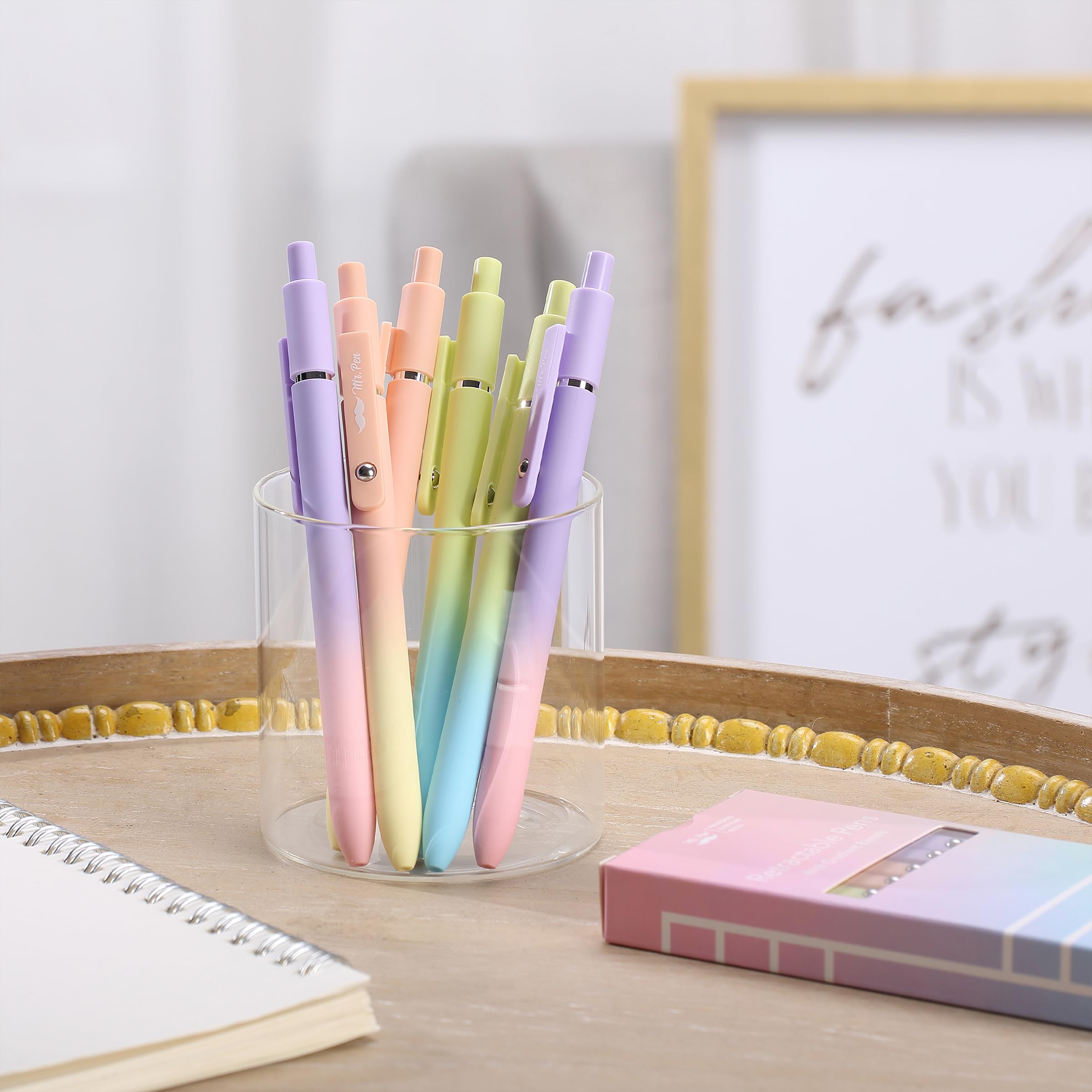 Mr. Pen- Retractable Gel Pens, 12 Pack, Morandi and Vintage Barrels, Black Ink, Fast Dry, Fine Point 0.5mm, Cute and Aesthetic for Journaling