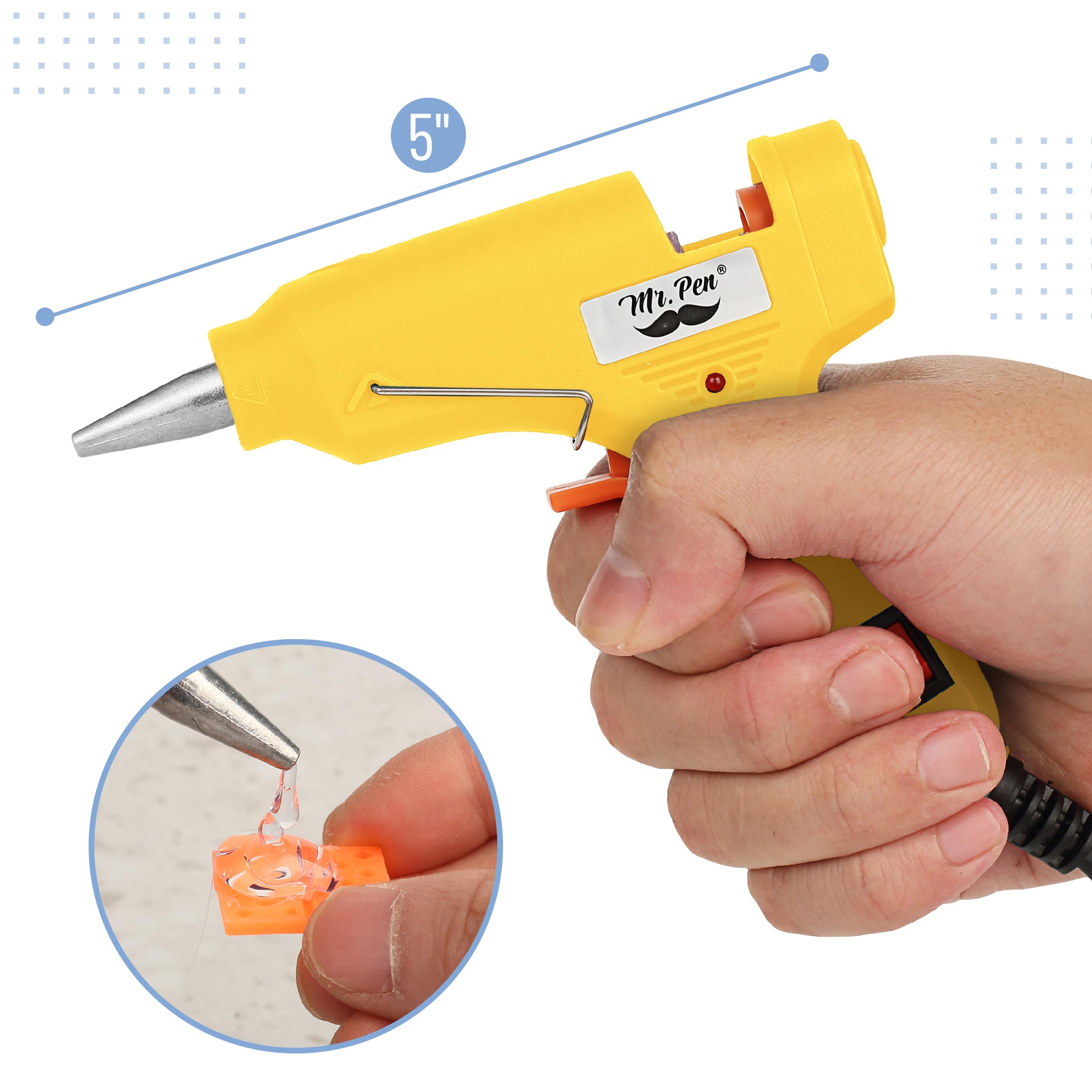 Mr. Pen– Hot Glue Gun Kit, Hot Melt Glue Gun Mini with 20pcs Sticks and 20nWood Craft Sticks and 8 Finger Protector