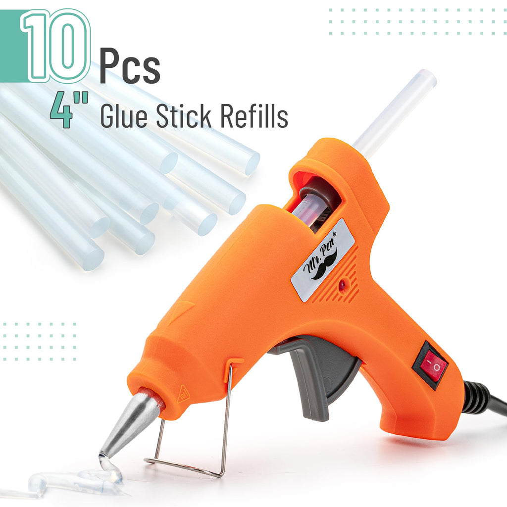 Mr. Pen– Hot Glue Gun Kit, Hot Melt Glue Gun Mini with 20pcs Sticks and 20nWood Craft Sticks and 8 Finger Protector