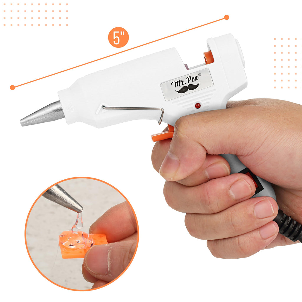Mr. Pen– Hot Glue Gun Kit, Hot Melt Glue Gun Mini with 20pcs Sticks and 20nWood Craft Sticks and 8 Finger Protector