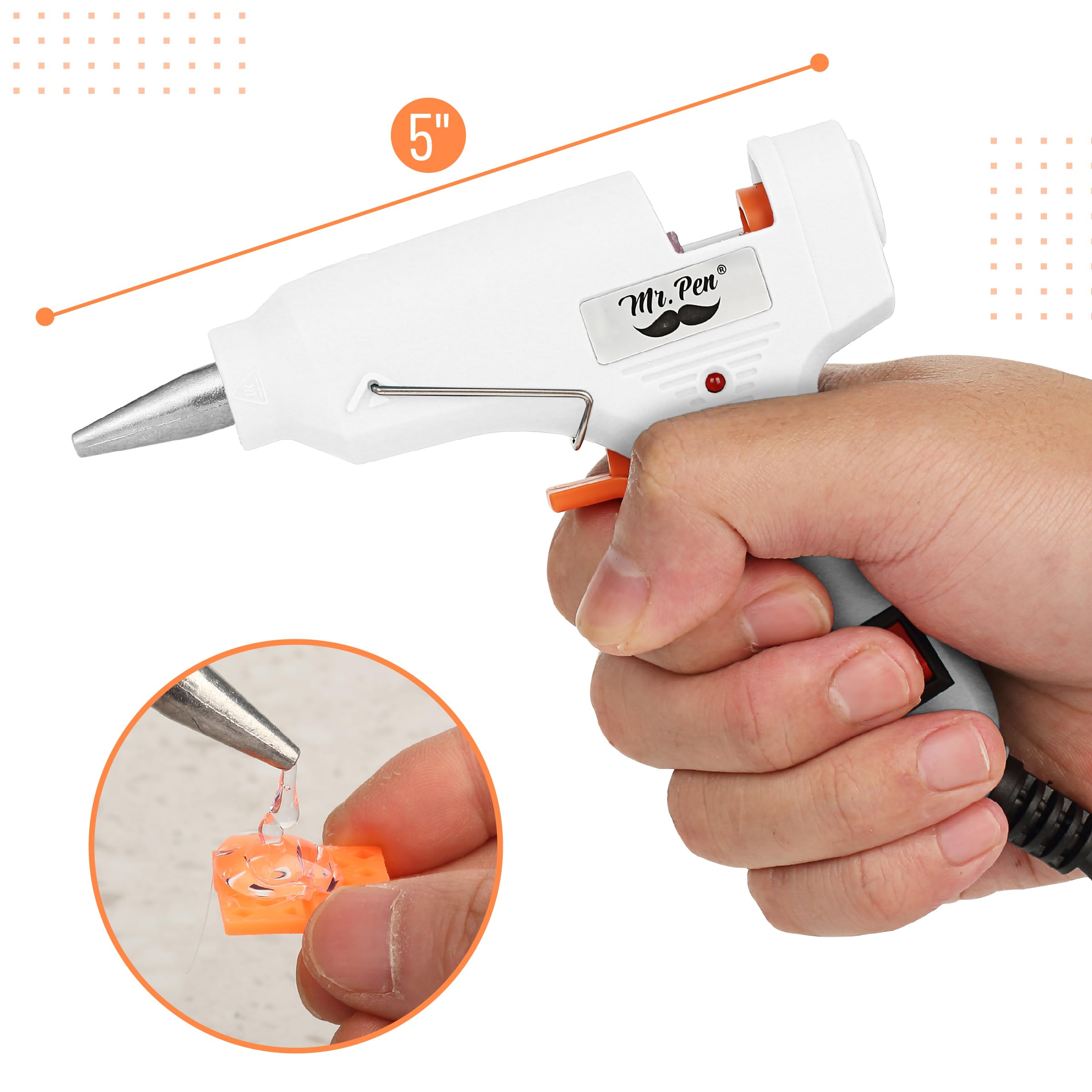 Mr. Pen– Hot Glue Gun Kit, Hot Melt Glue Gun Mini with 20pcs Sticks and 20nWood Craft Sticks and 8 Finger Protector