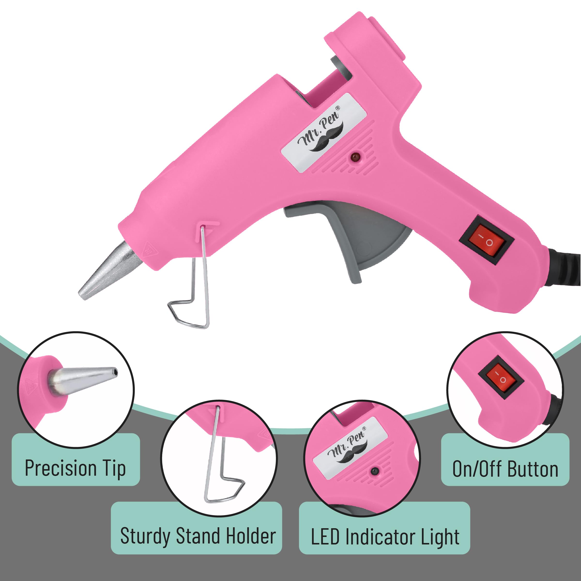 Mr. Pen– Hot Glue Gun Kit, Hot Melt Glue Gun Mini with 20pcs Sticks and 20nWood Craft Sticks and 8 Finger Protector