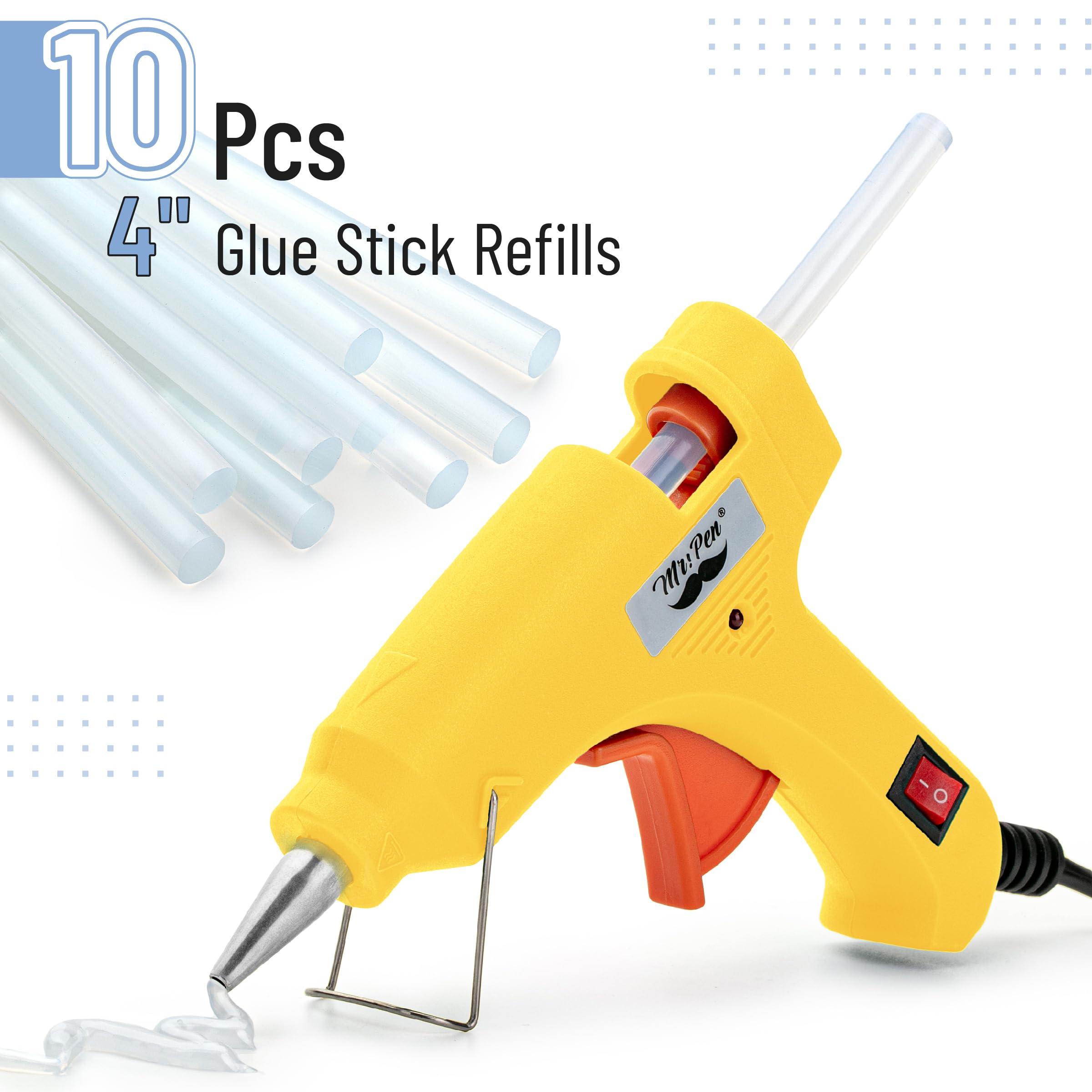 Mr. Pen– Hot Glue Gun Kit, Hot Melt Glue Gun Mini with 20pcs Sticks and 20nWood Craft Sticks and 8 Finger Protector