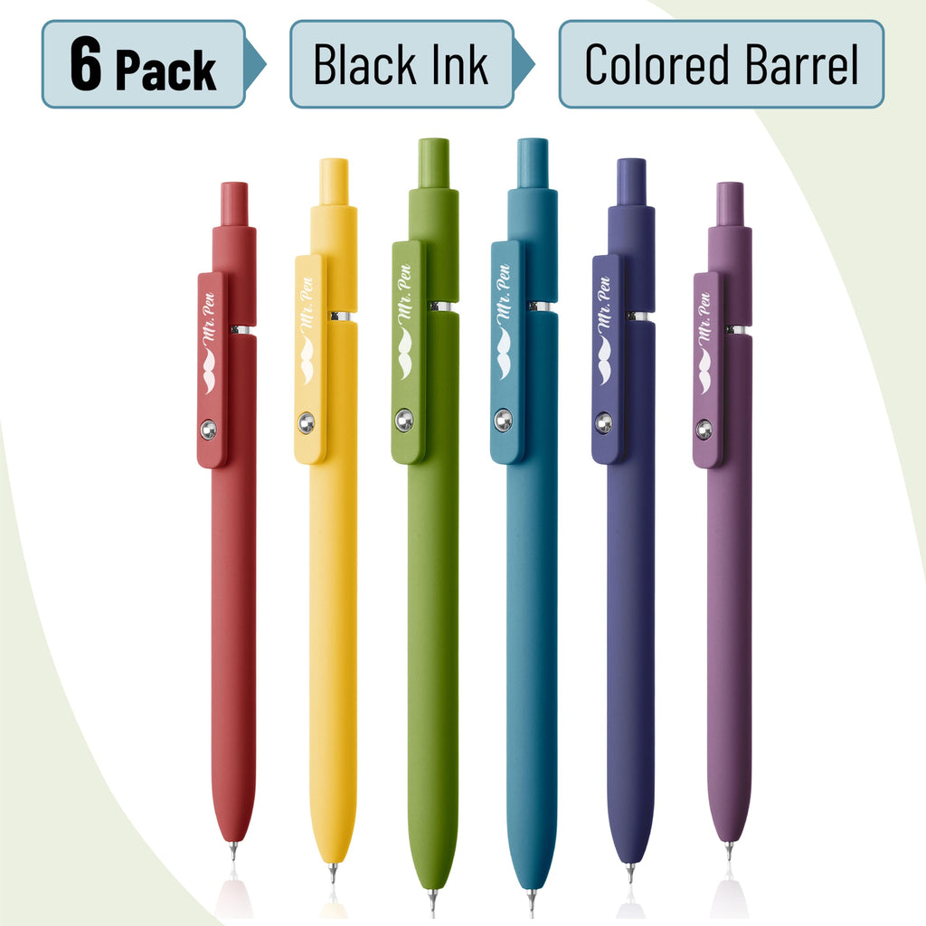 Mr. Pen- Retractable Gel Pens, 12 Pack, Morandi and Vintage Barrels, Black Ink, Fast Dry, Fine Point 0.5mm, Cute and Aesthetic for Journaling