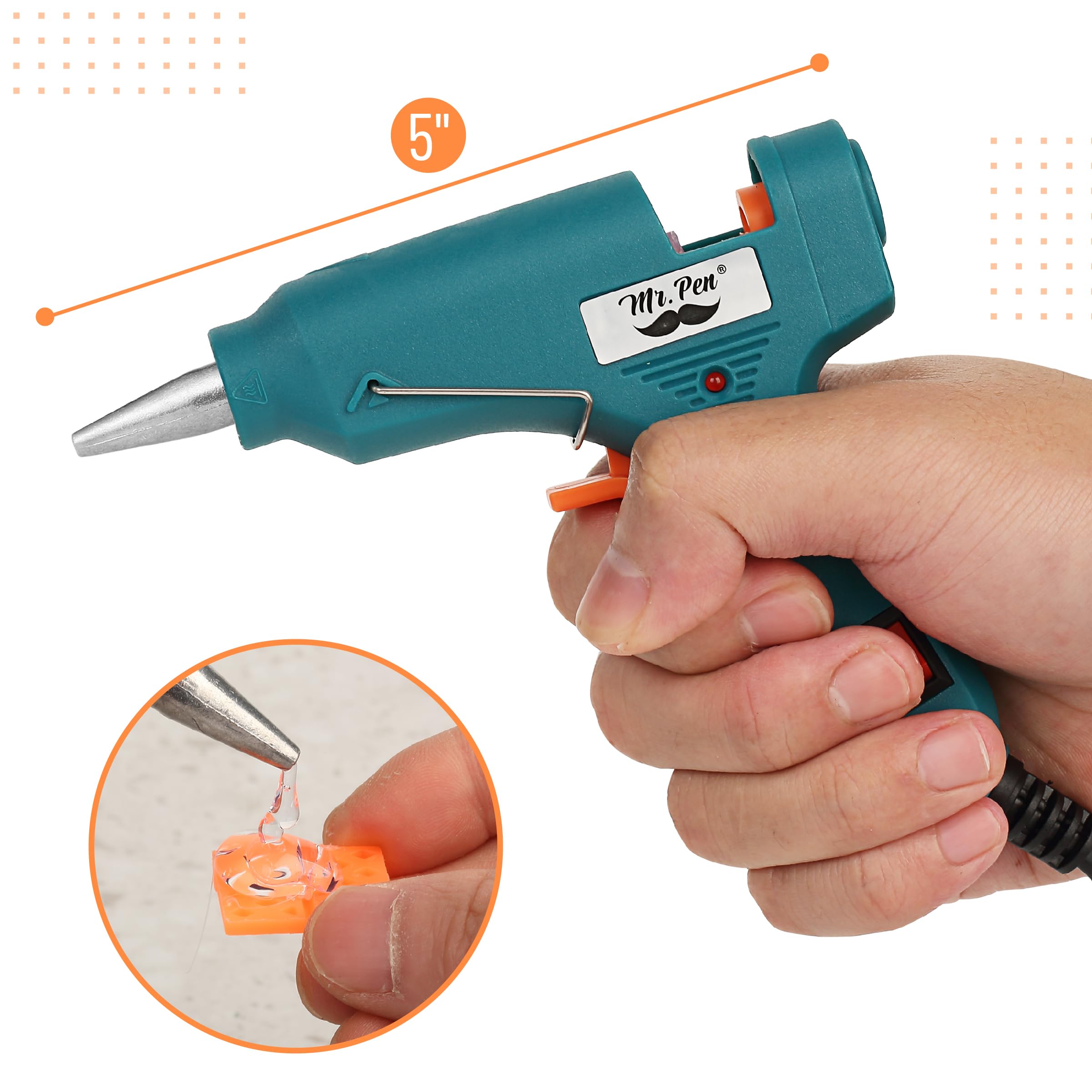 Mr. Pen– Hot Glue Gun Kit, Hot Melt Glue Gun Mini with 20pcs Sticks and 20nWood Craft Sticks and 8 Finger Protector