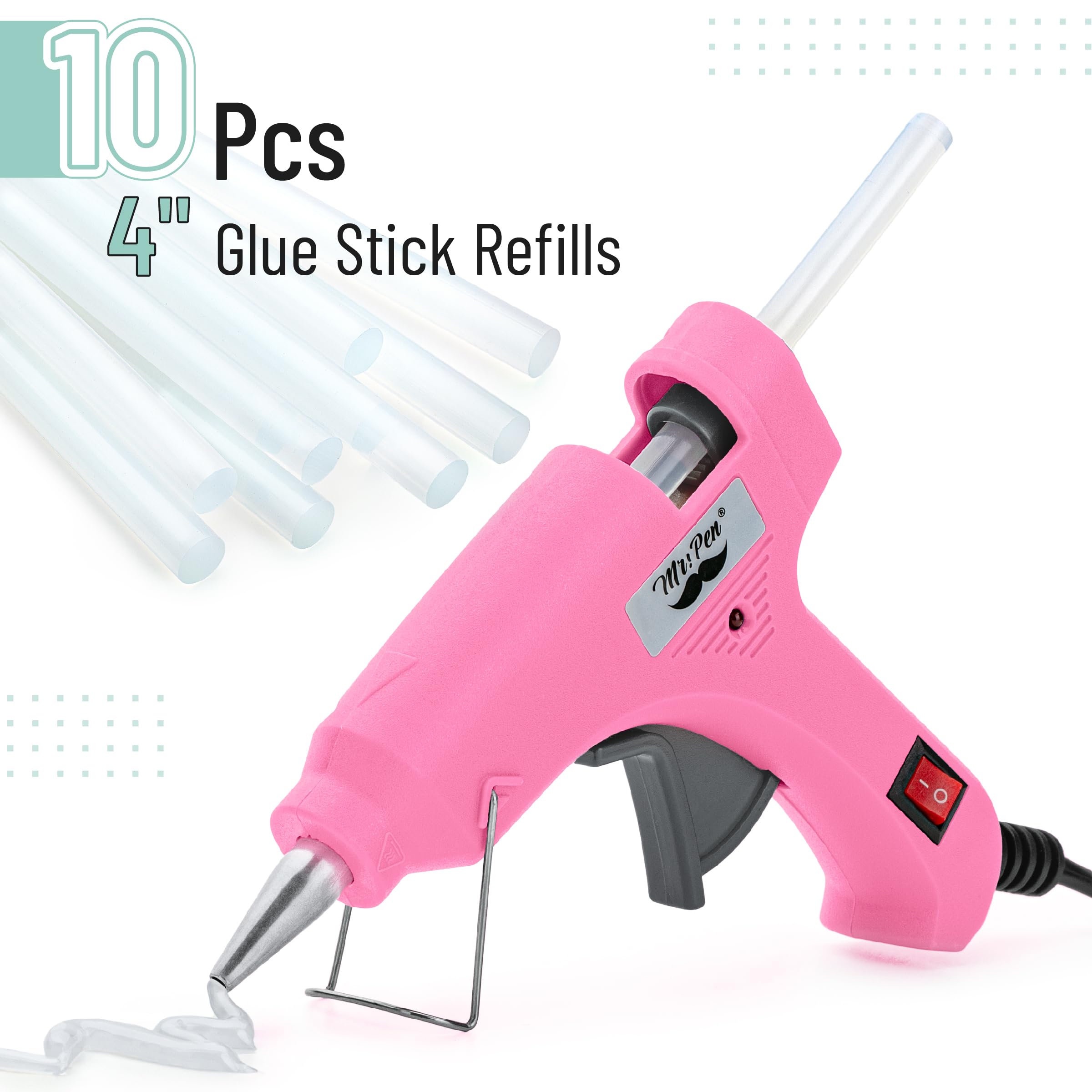 Mr. Pen– Hot Glue Gun Kit, Hot Melt Glue Gun Mini with 20pcs Sticks and 20nWood Craft Sticks and 8 Finger Protector