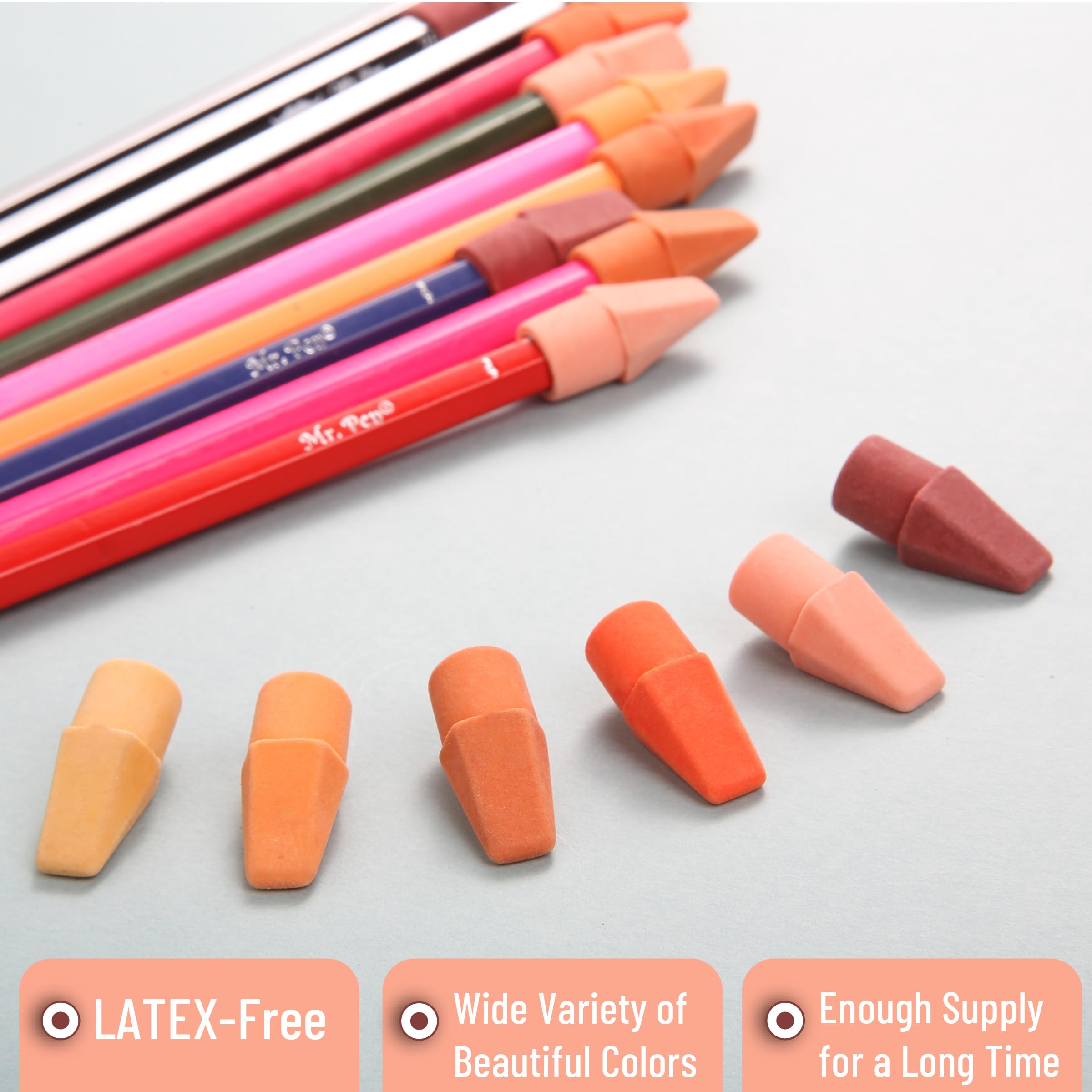 Mr. Pen Erasers for Pencils, 120 Pack, Pencil Top Erasers, Eraser Caps, Cap Tops, Topper Erasers. Ereaser