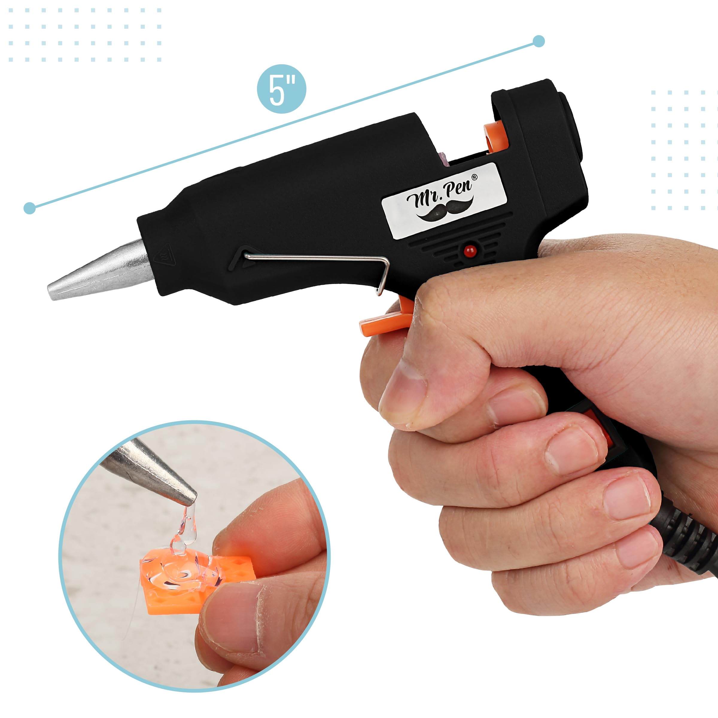 Mr. Pen– Hot Glue Gun Kit, Hot Melt Glue Gun Mini with 20pcs Sticks and 20nWood Craft Sticks and 8 Finger Protector