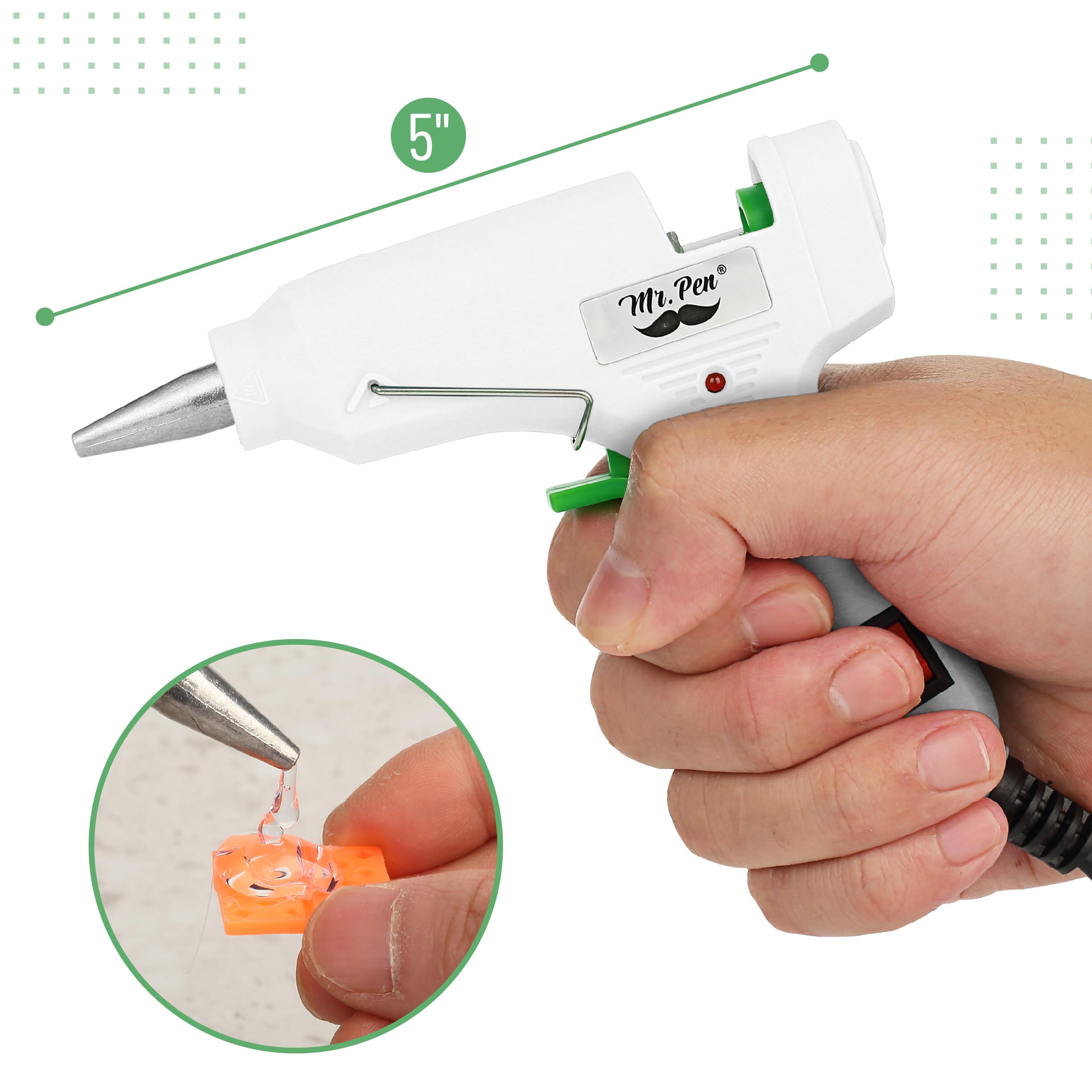Mr. Pen– Hot Glue Gun Kit, Hot Melt Glue Gun Mini with 20pcs Sticks and 20nWood Craft Sticks and 8 Finger Protector