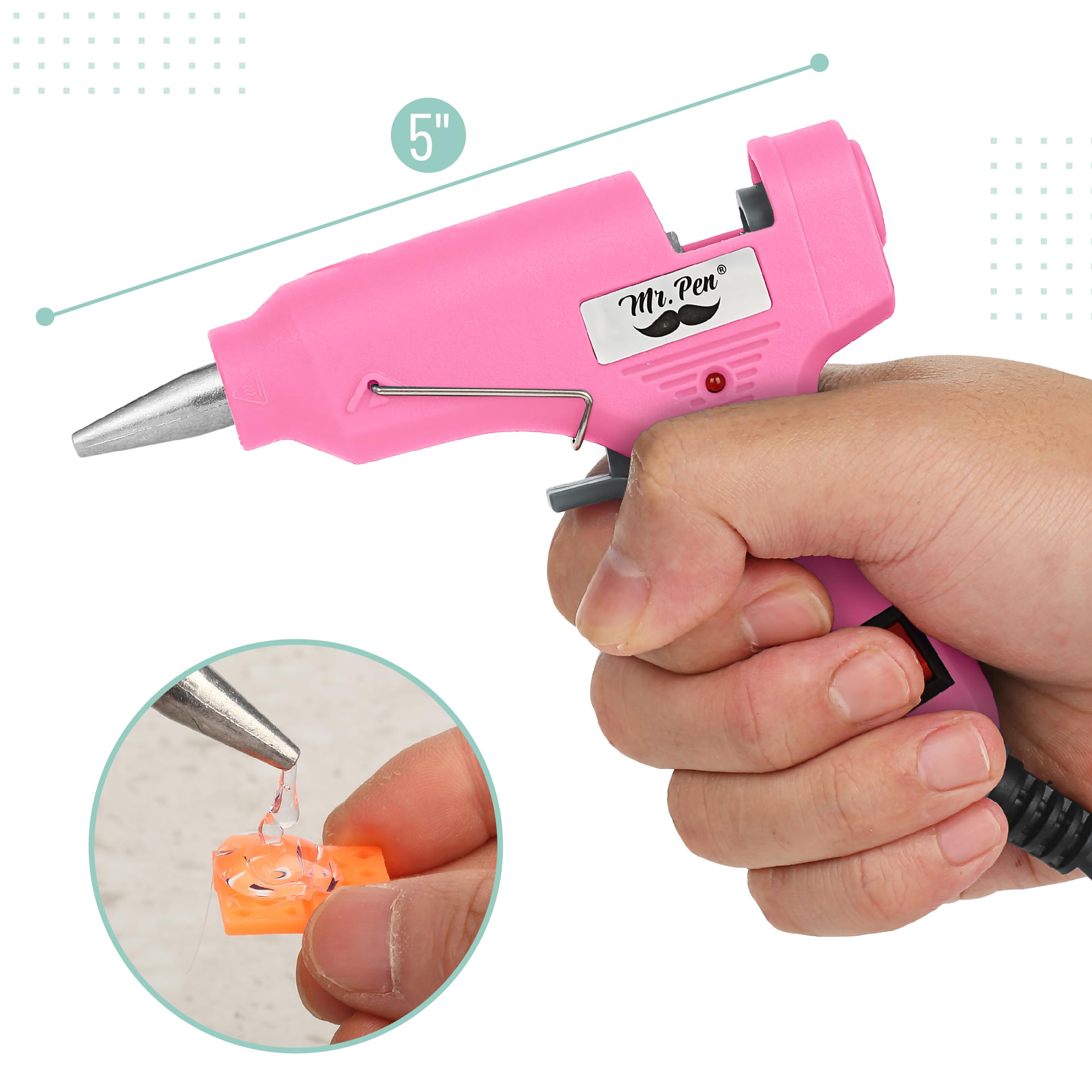 Mr. Pen– Hot Glue Gun Kit, Hot Melt Glue Gun Mini with 20pcs Sticks and 20nWood Craft Sticks and 8 Finger Protector