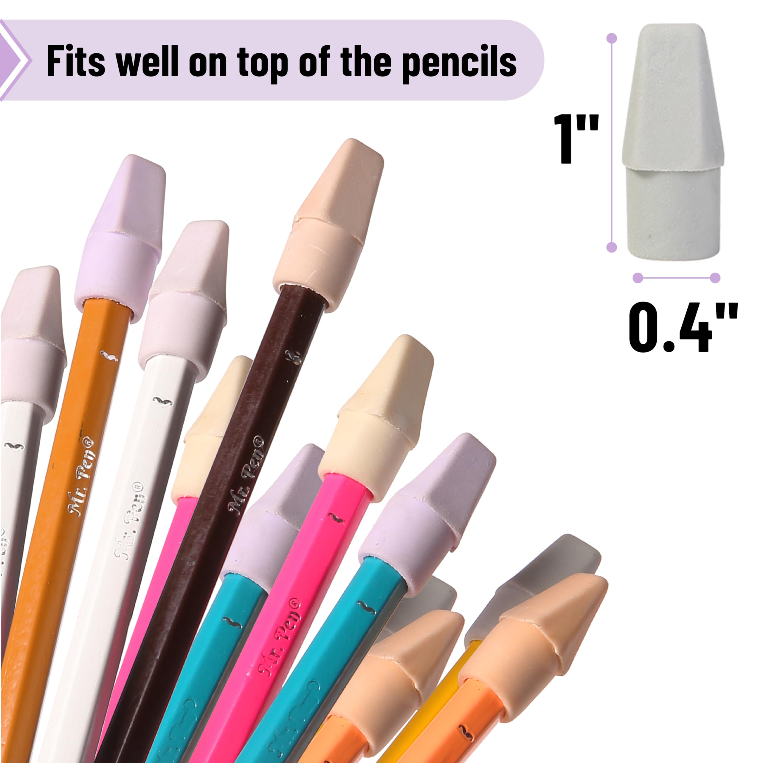 Mr. Pen Erasers for Pencils, 120 Pack, Pencil Top Erasers, Eraser Caps, Cap Tops, Topper Erasers. Ereaser
