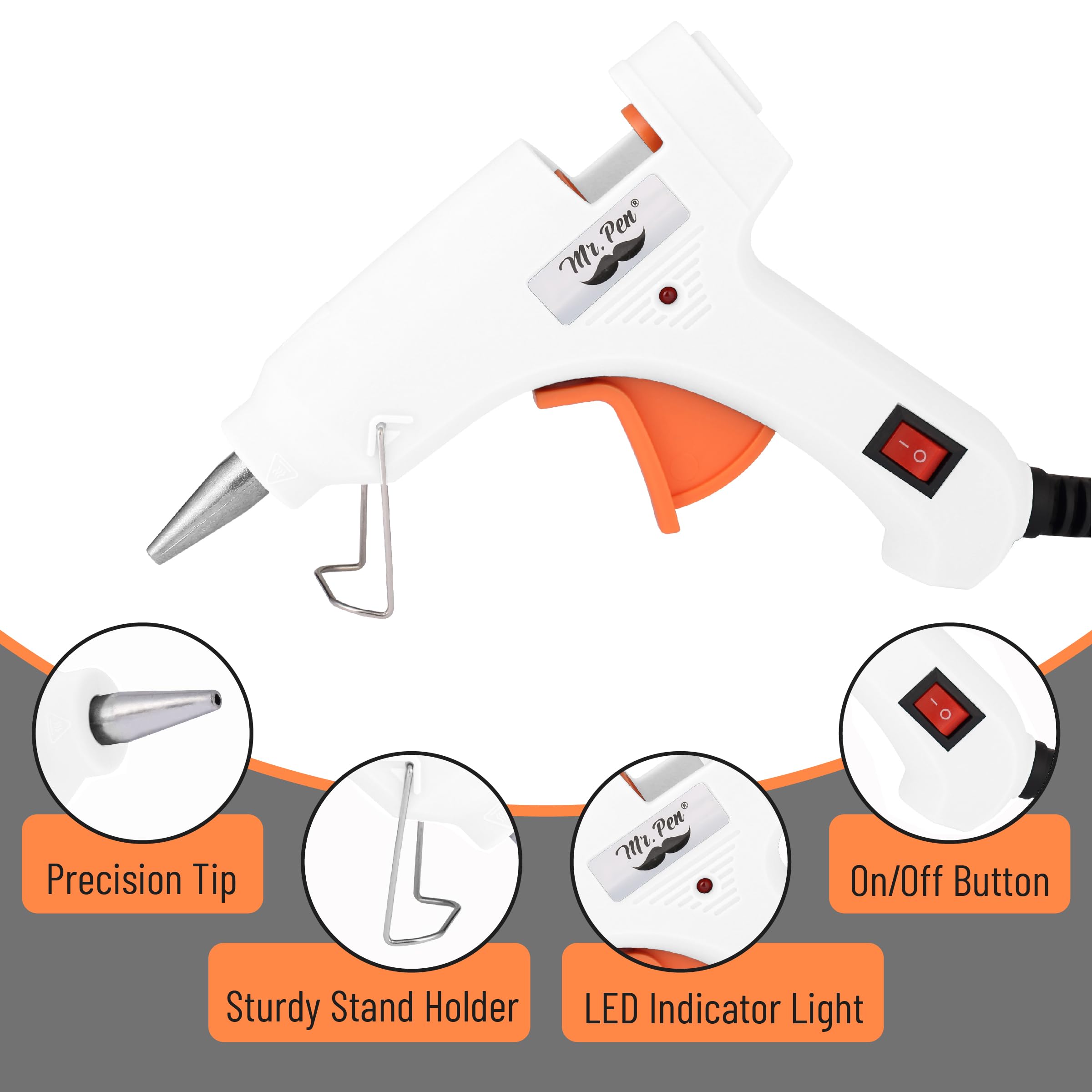 Mr. Pen– Hot Glue Gun Kit, Hot Melt Glue Gun Mini with 20pcs Sticks and 20nWood Craft Sticks and 8 Finger Protector
