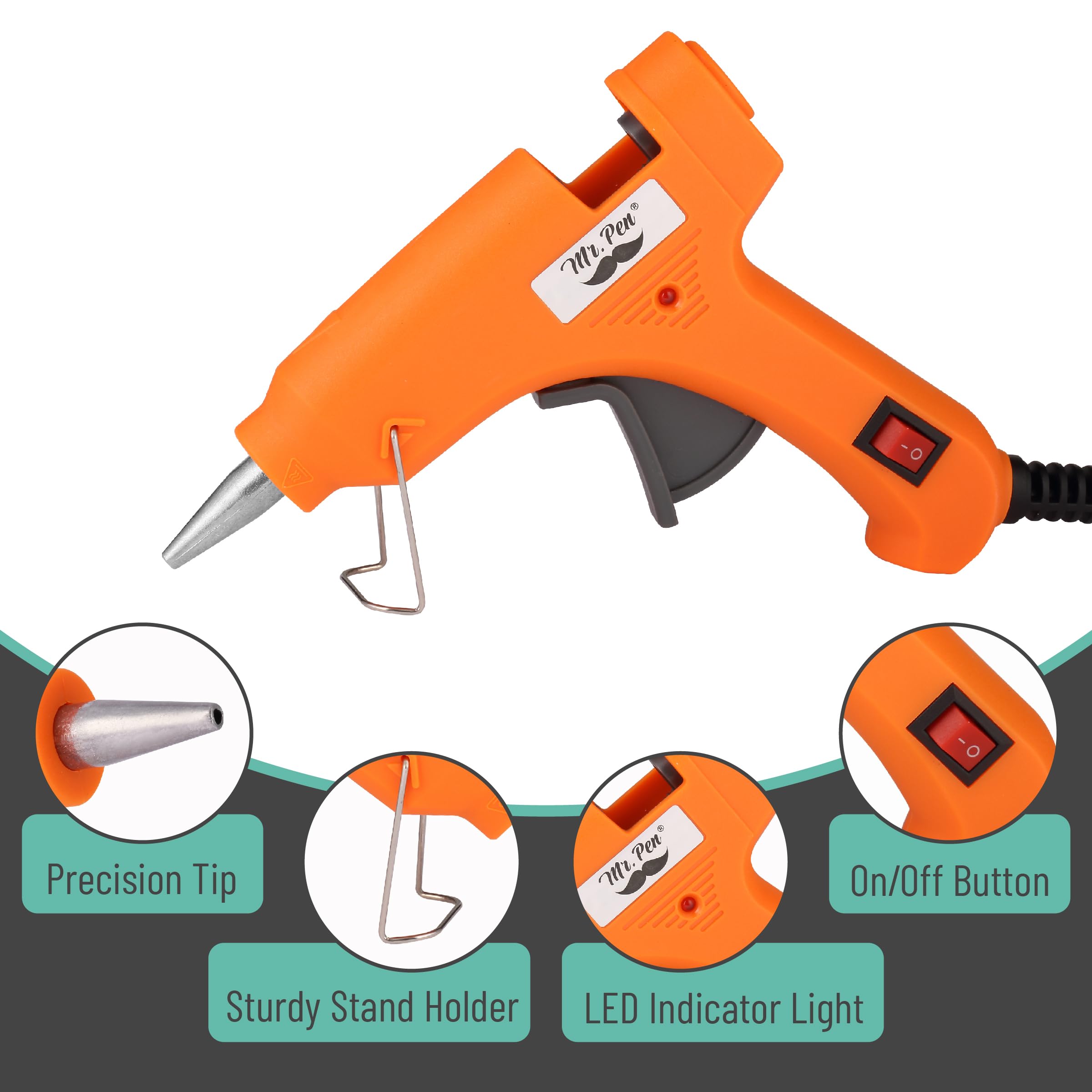 Mr. Pen– Hot Glue Gun Kit, Hot Melt Glue Gun Mini with 20pcs Sticks and 20nWood Craft Sticks and 8 Finger Protector