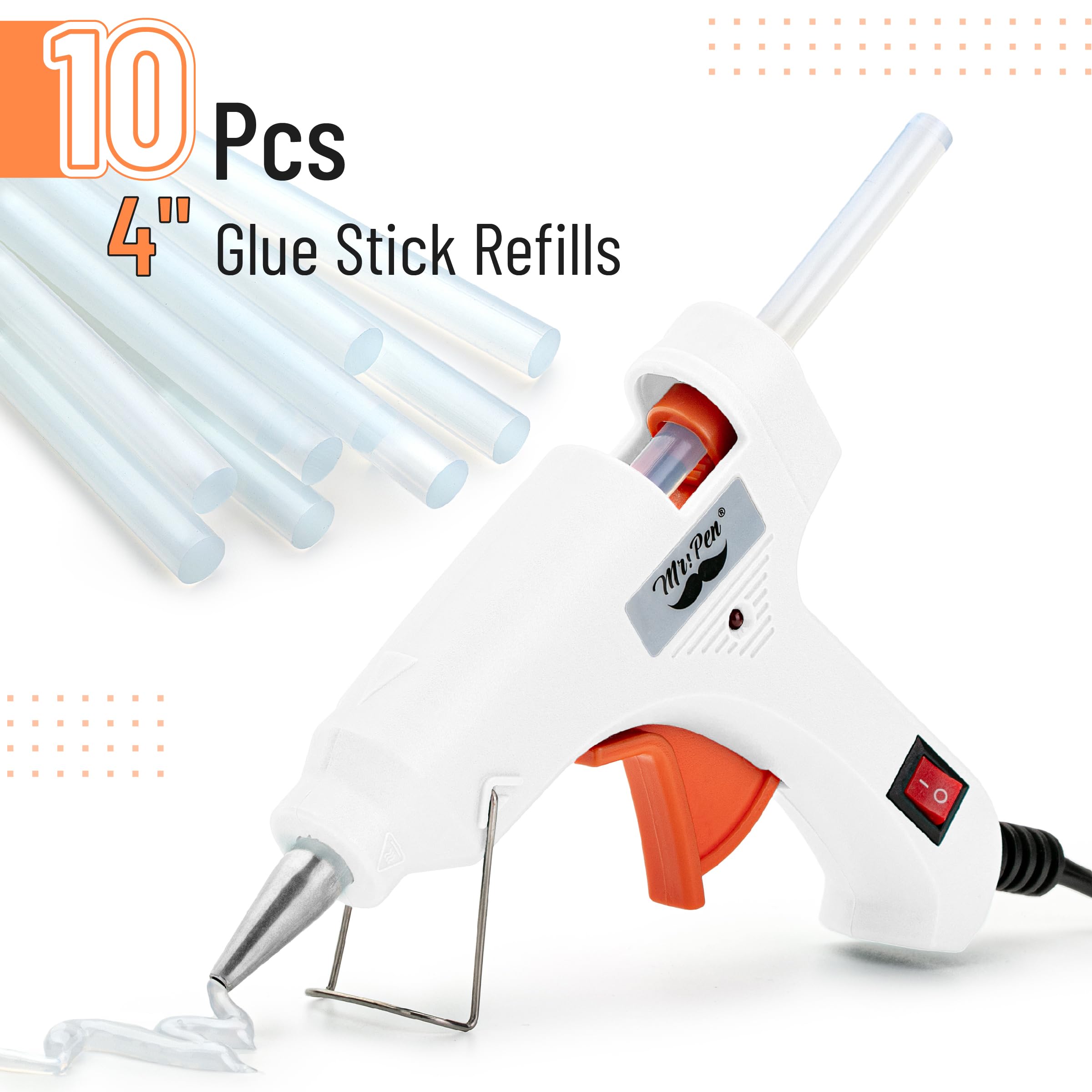 Mr. Pen– Hot Glue Gun Kit, Hot Melt Glue Gun Mini with 20pcs Sticks and 20nWood Craft Sticks and 8 Finger Protector