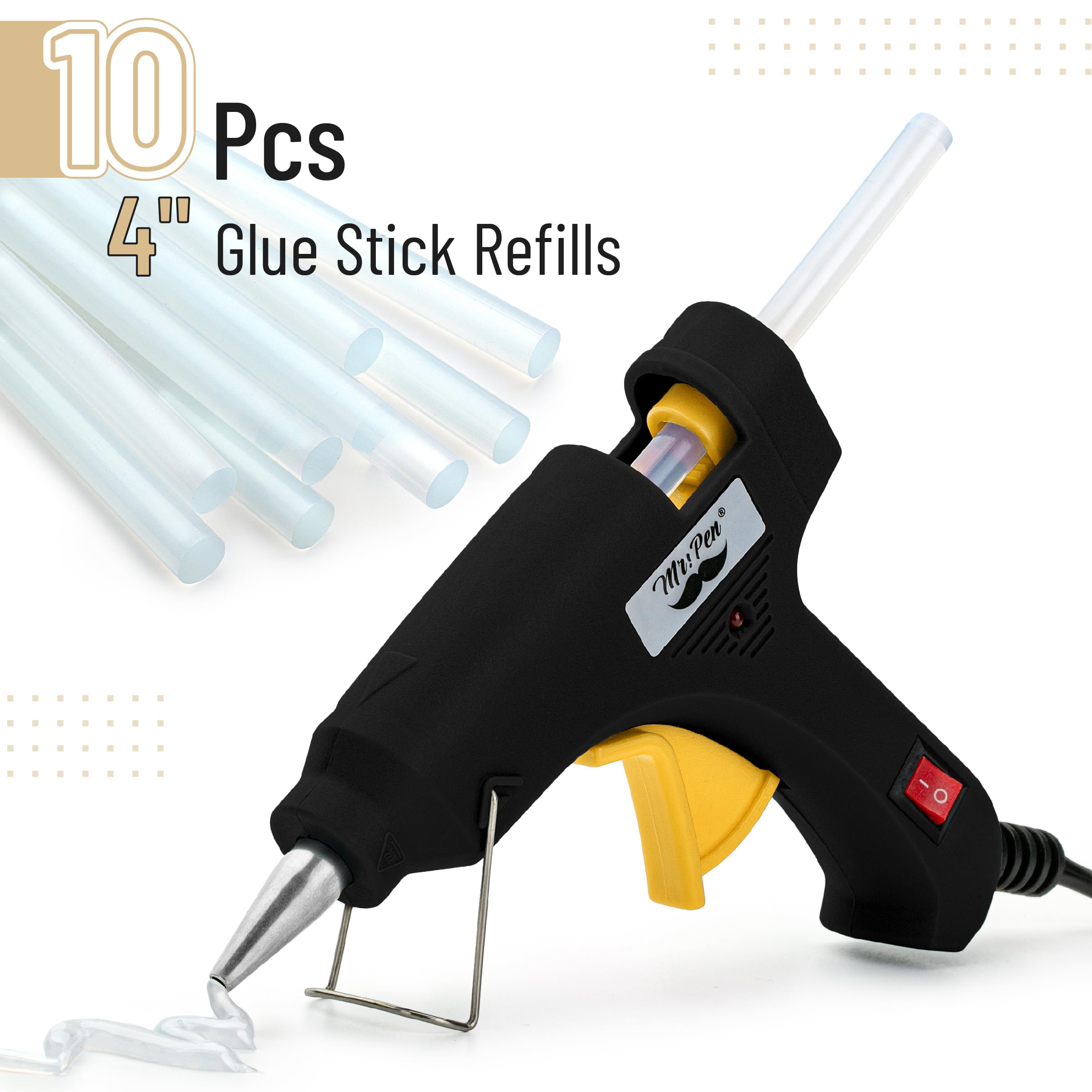 Mr. Pen– Hot Glue Gun Kit, Hot Melt Glue Gun Mini with 20pcs Sticks and 20nWood Craft Sticks and 8 Finger Protector