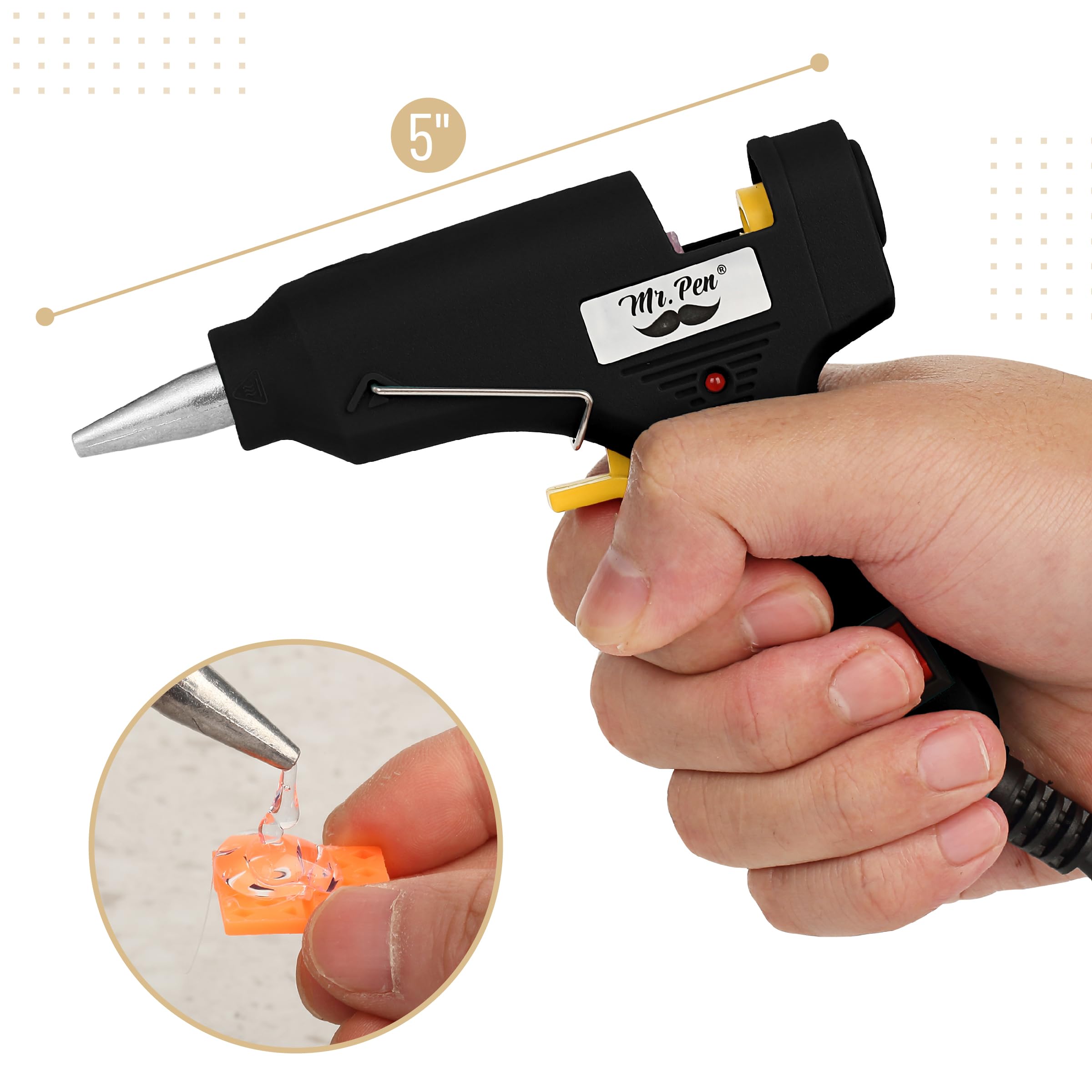 Mr. Pen– Hot Glue Gun Kit, Hot Melt Glue Gun Mini with 20pcs Sticks and 20nWood Craft Sticks and 8 Finger Protector