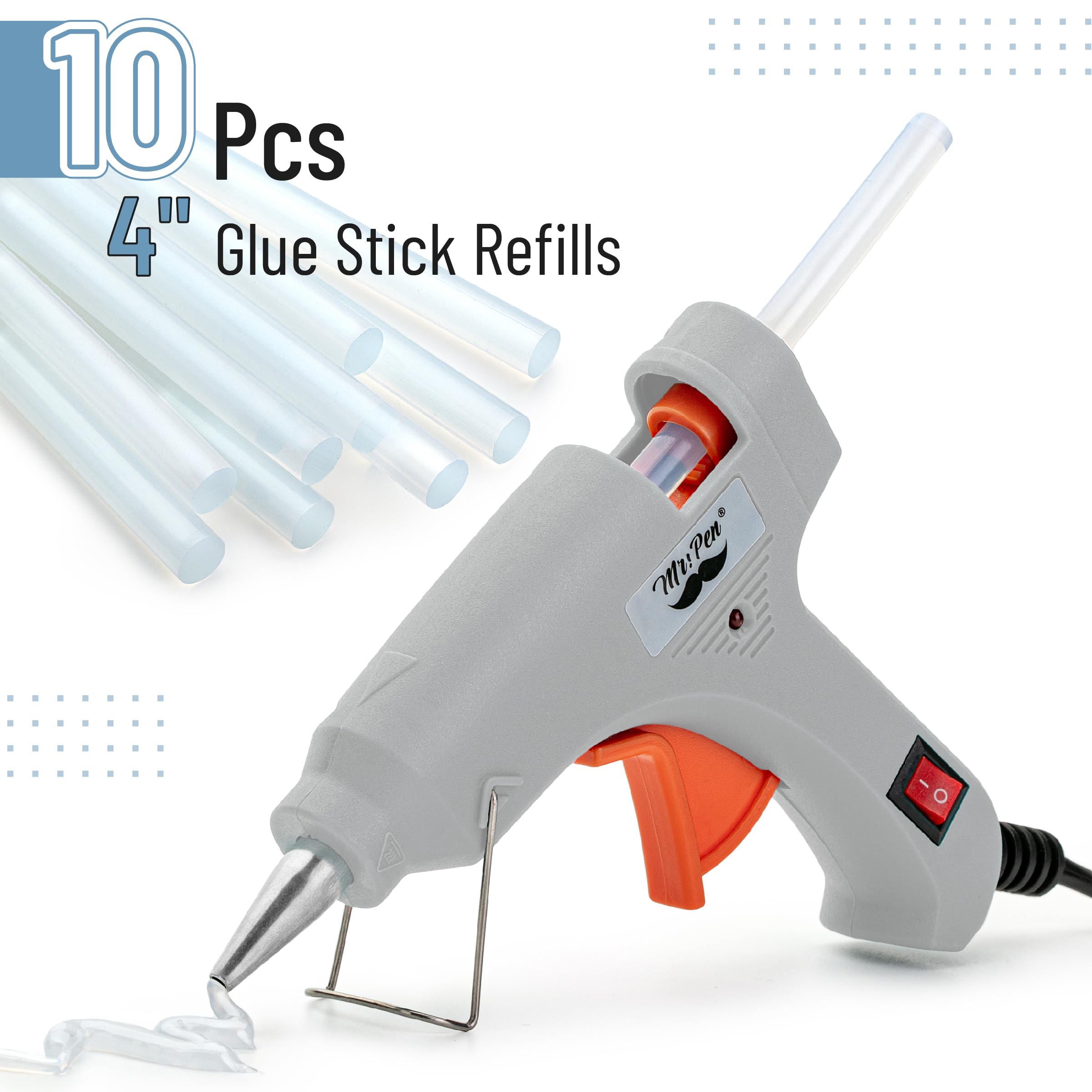 Mr. Pen– Hot Glue Gun Kit, Hot Melt Glue Gun Mini with 20pcs Sticks and 20nWood Craft Sticks and 8 Finger Protector