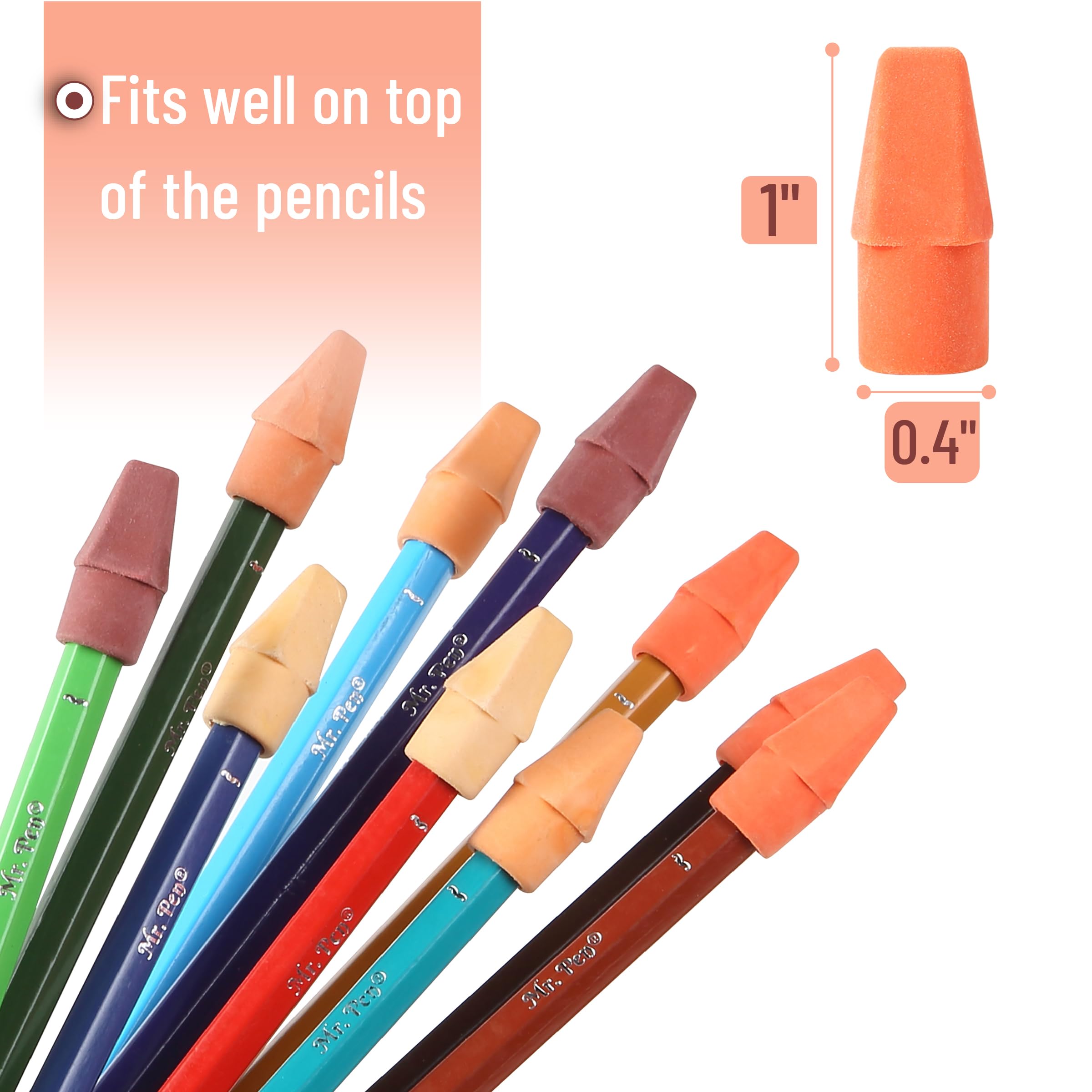 Mr. Pen Erasers for Pencils, 120 Pack, Pencil Top Erasers, Eraser Caps, Cap Tops, Topper Erasers. Ereaser