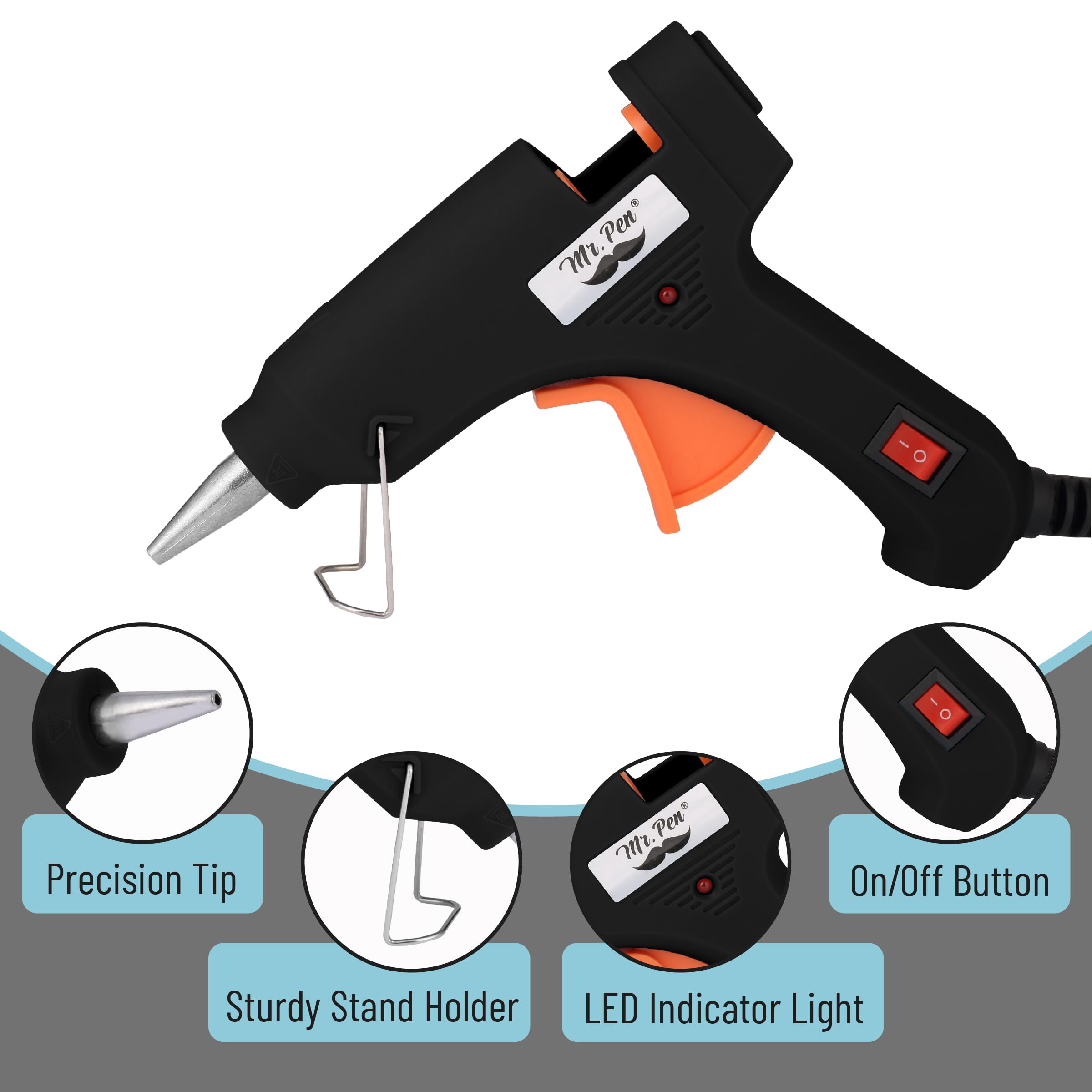 Mr. Pen– Hot Glue Gun Kit, Hot Melt Glue Gun Mini with 20pcs Sticks and 20nWood Craft Sticks and 8 Finger Protector