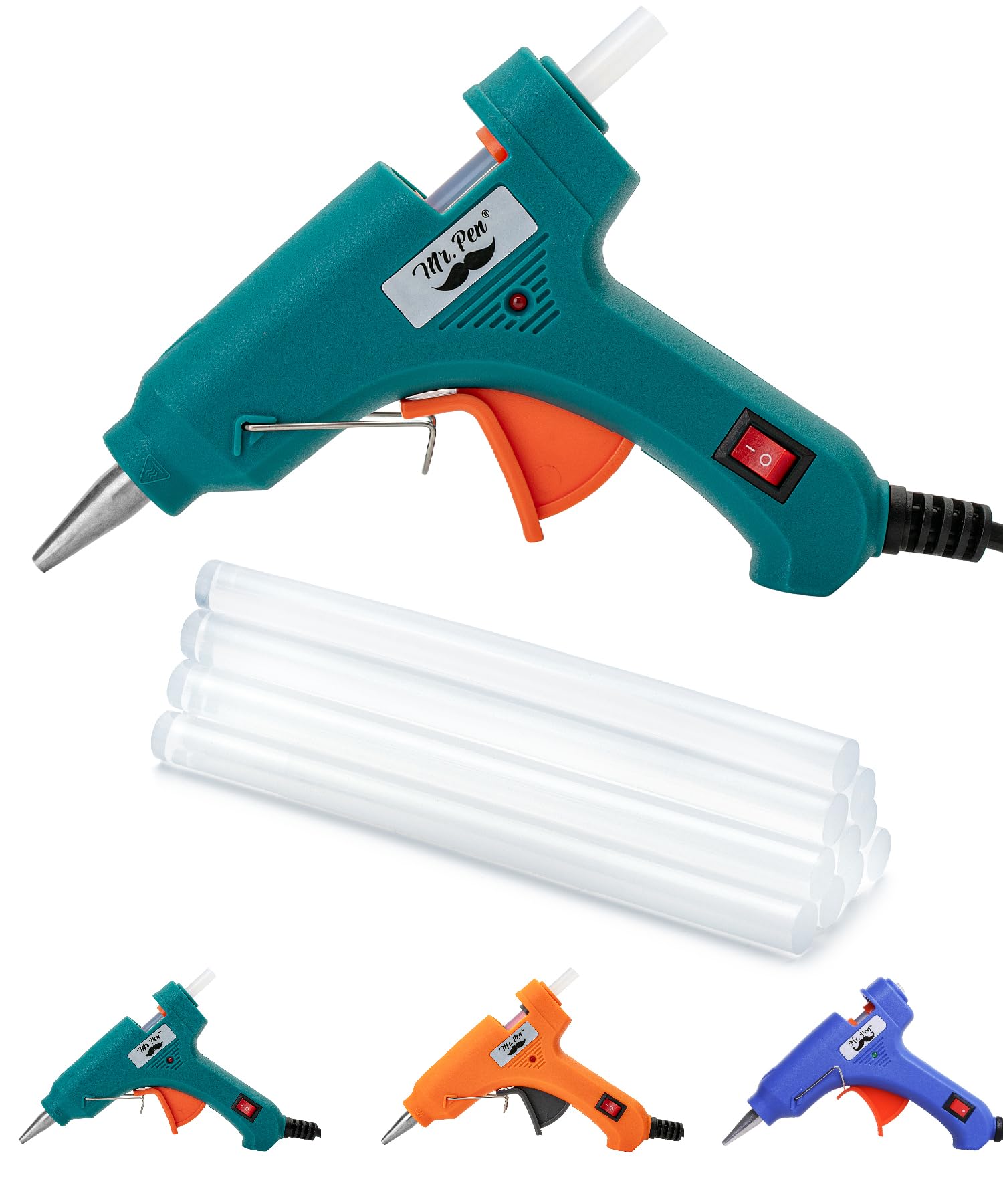 Mr. Pen– Hot Glue Gun Kit, Hot Melt Glue Gun Mini with 20pcs Sticks and 20nWood Craft Sticks and 8 Finger Protector