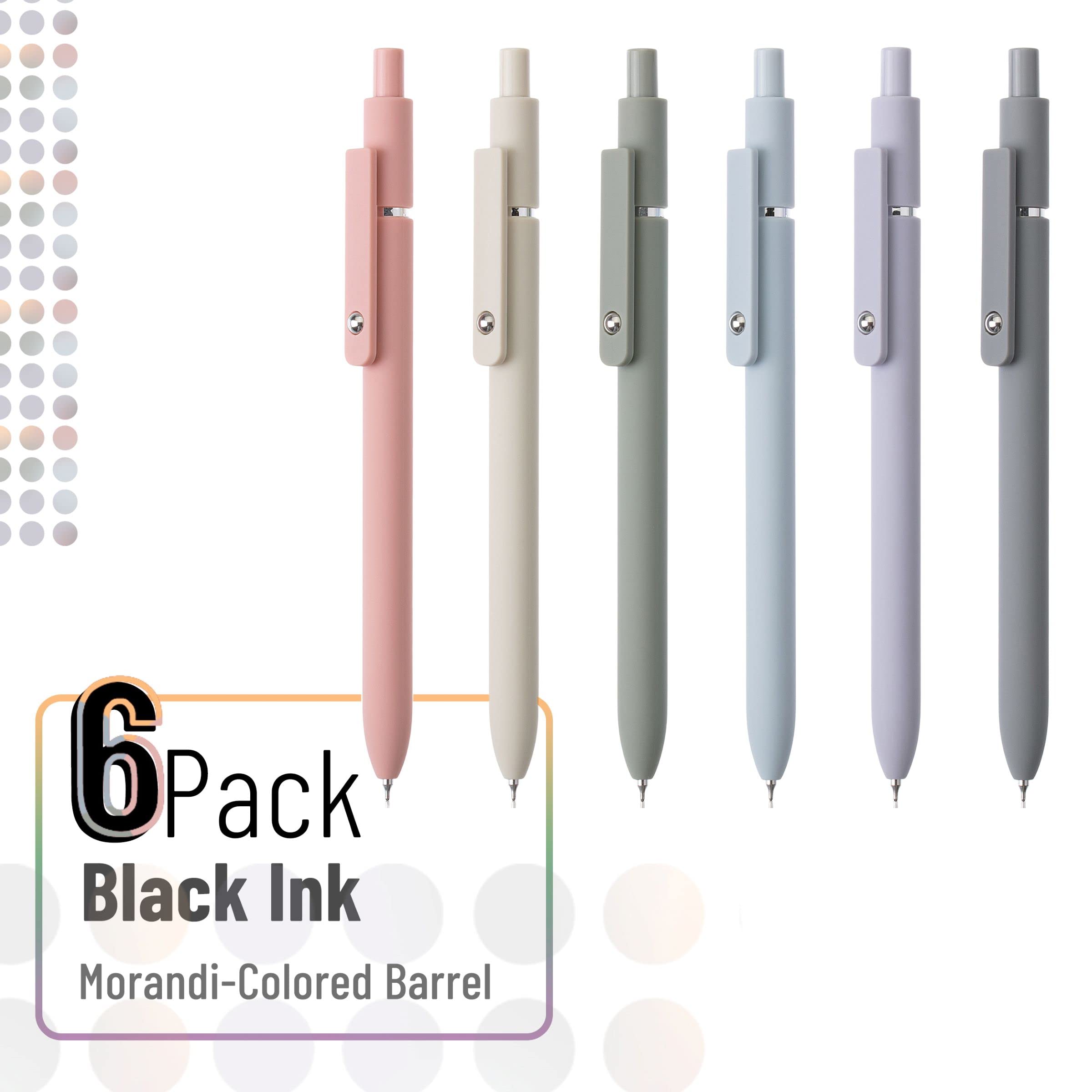 Mr. Pen- Retractable Gel Pens, 12 Pack, Morandi and Vintage Barrels, Black Ink, Fast Dry, Fine Point 0.5mm, Cute and Aesthetic for Journaling