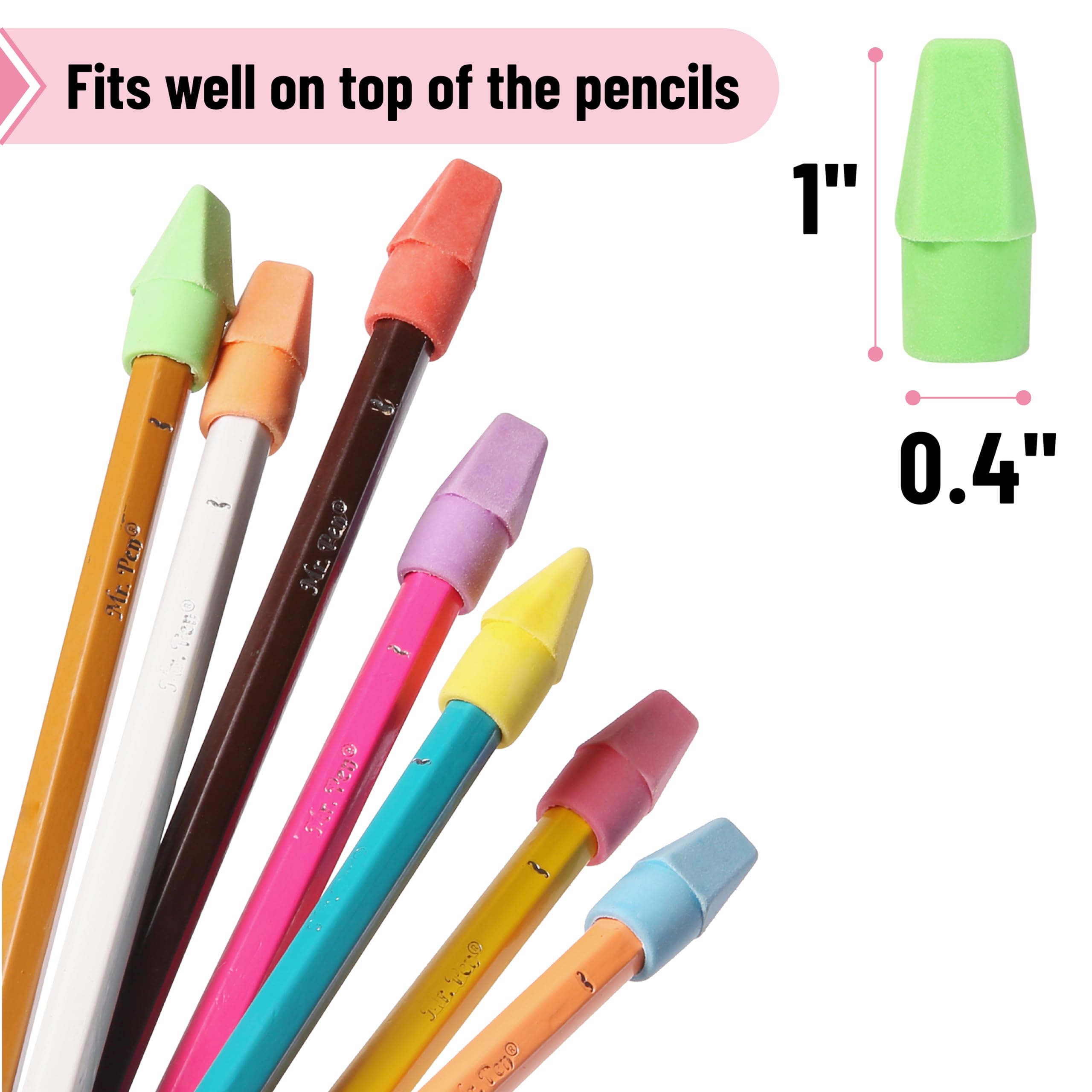 Mr. Pen Erasers for Pencils, 120 Pack, Pencil Top Erasers, Eraser Caps, Cap Tops, Topper Erasers. Ereaser