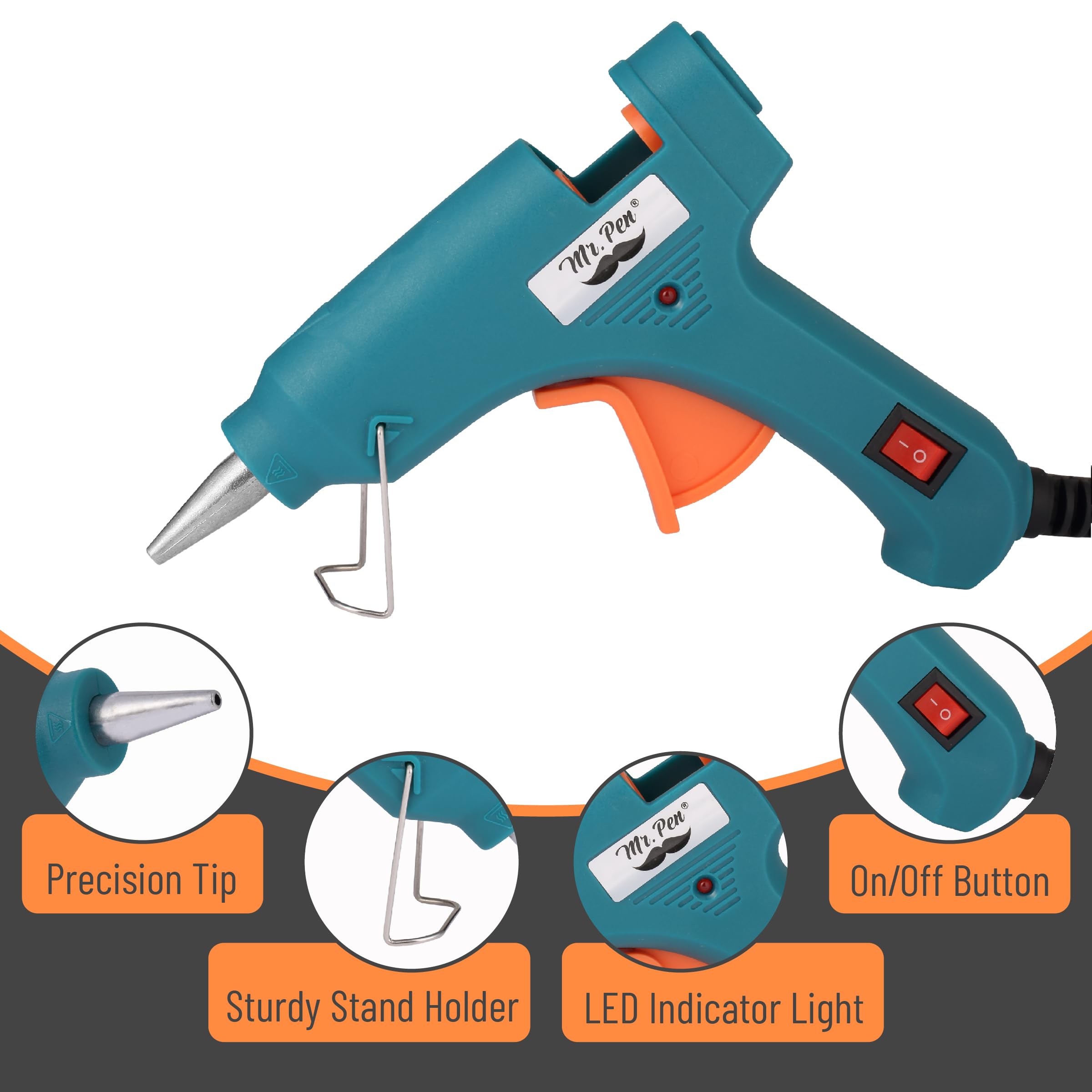 Mr. Pen– Hot Glue Gun Kit, Hot Melt Glue Gun Mini with 20pcs Sticks and 20nWood Craft Sticks and 8 Finger Protector