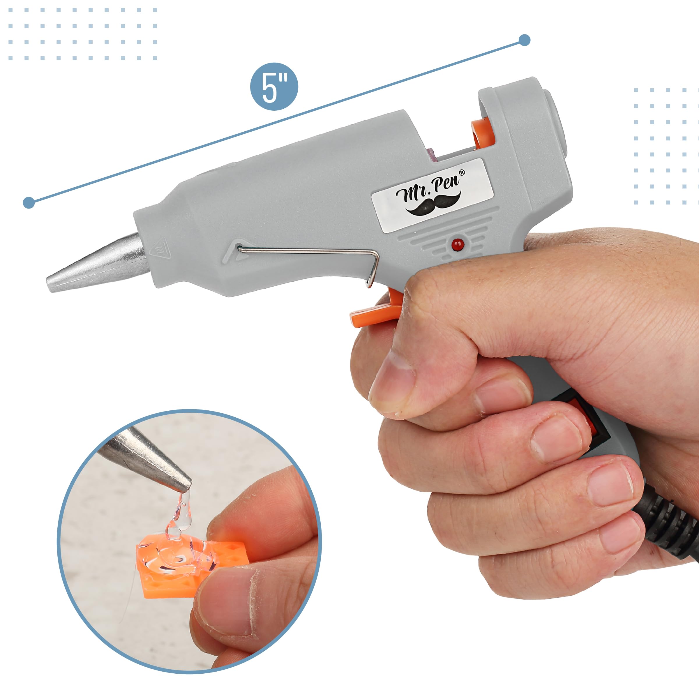Mr. Pen– Hot Glue Gun Kit, Hot Melt Glue Gun Mini with 20pcs Sticks and 20nWood Craft Sticks and 8 Finger Protector