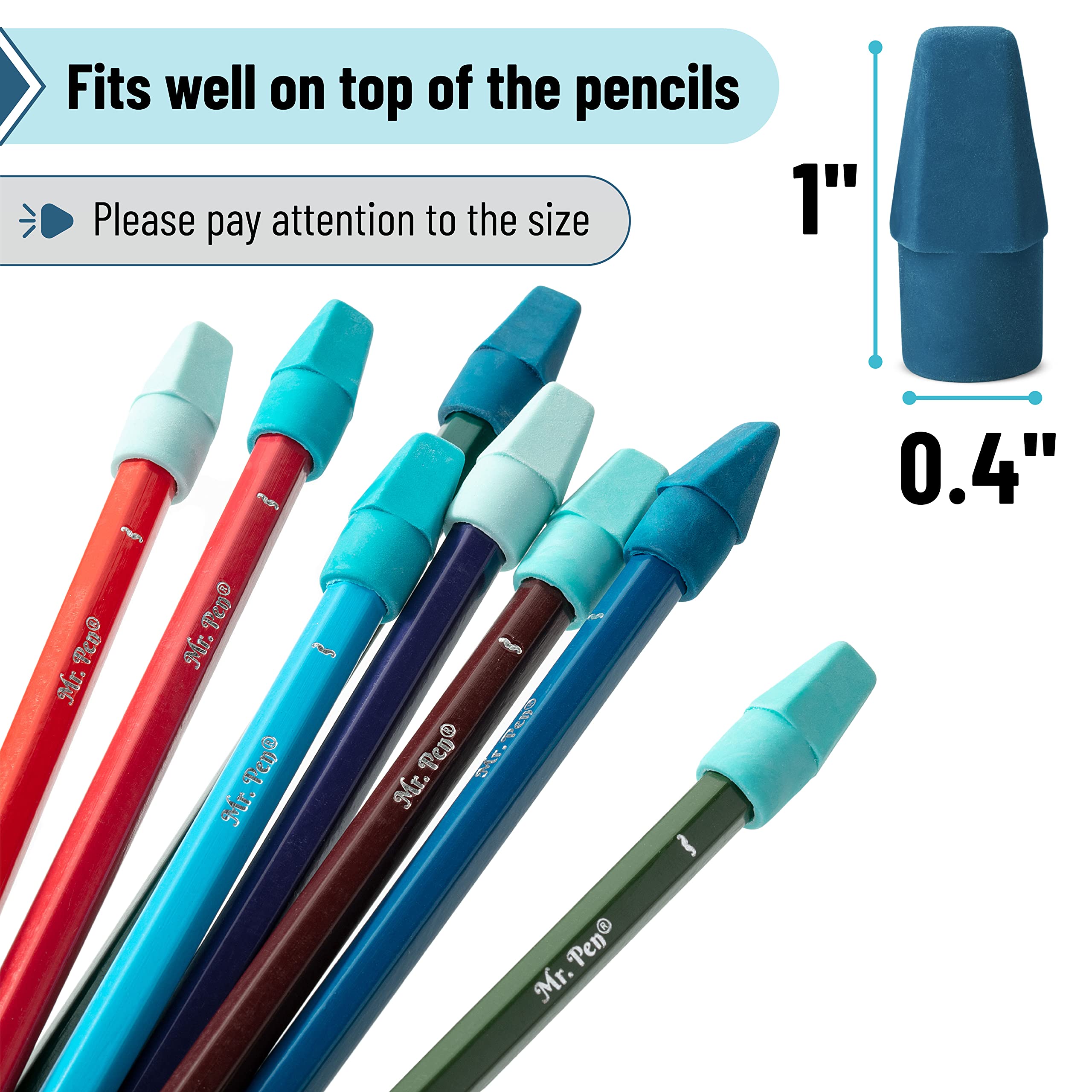 Mr. Pen Erasers for Pencils, 120 Pack, Pencil Top Erasers, Eraser Caps, Cap Tops, Topper Erasers. Ereaser