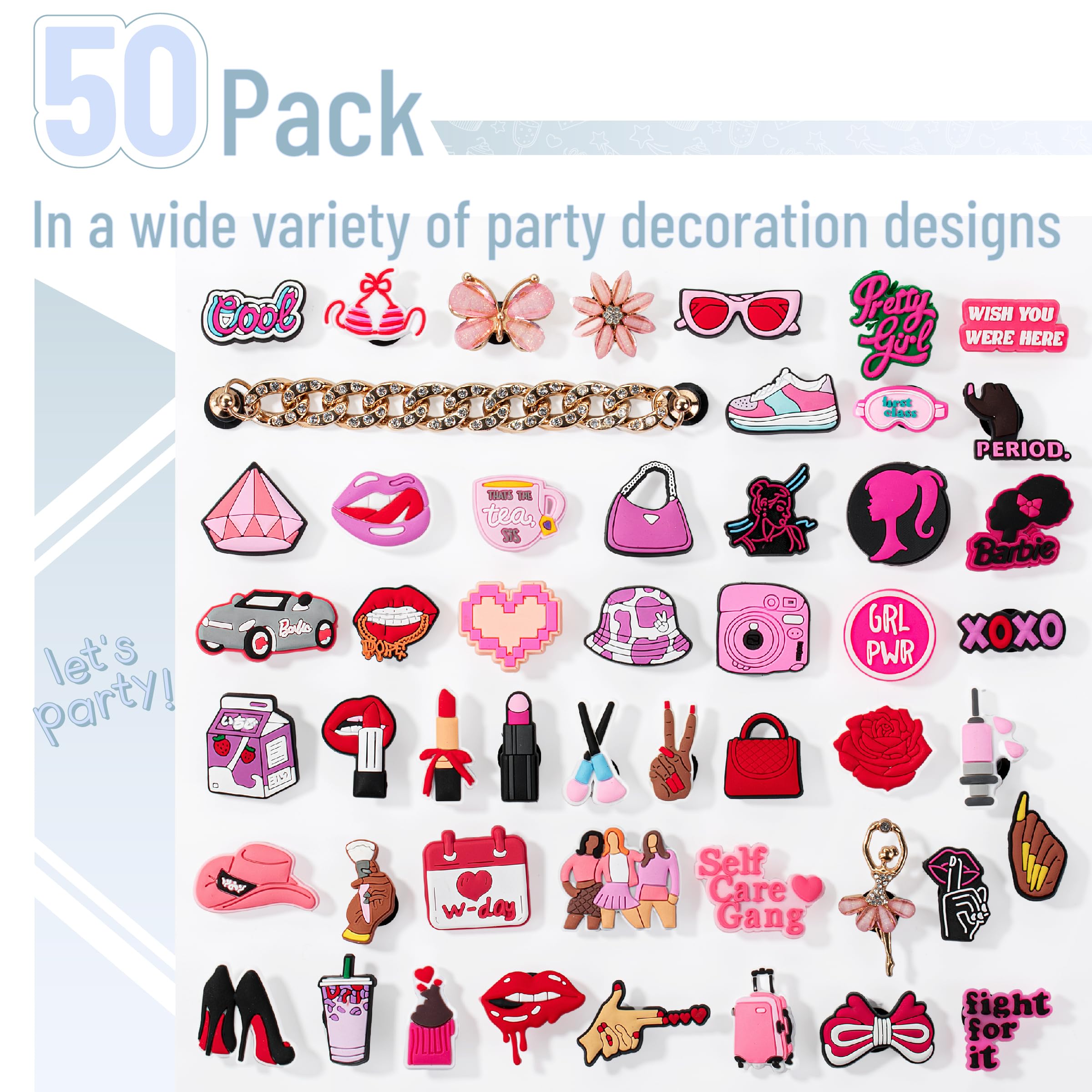 Mr. Pen- Different Charms, 30, 50, 60 Pcs, PVC Random Decoration Charms for Decoration