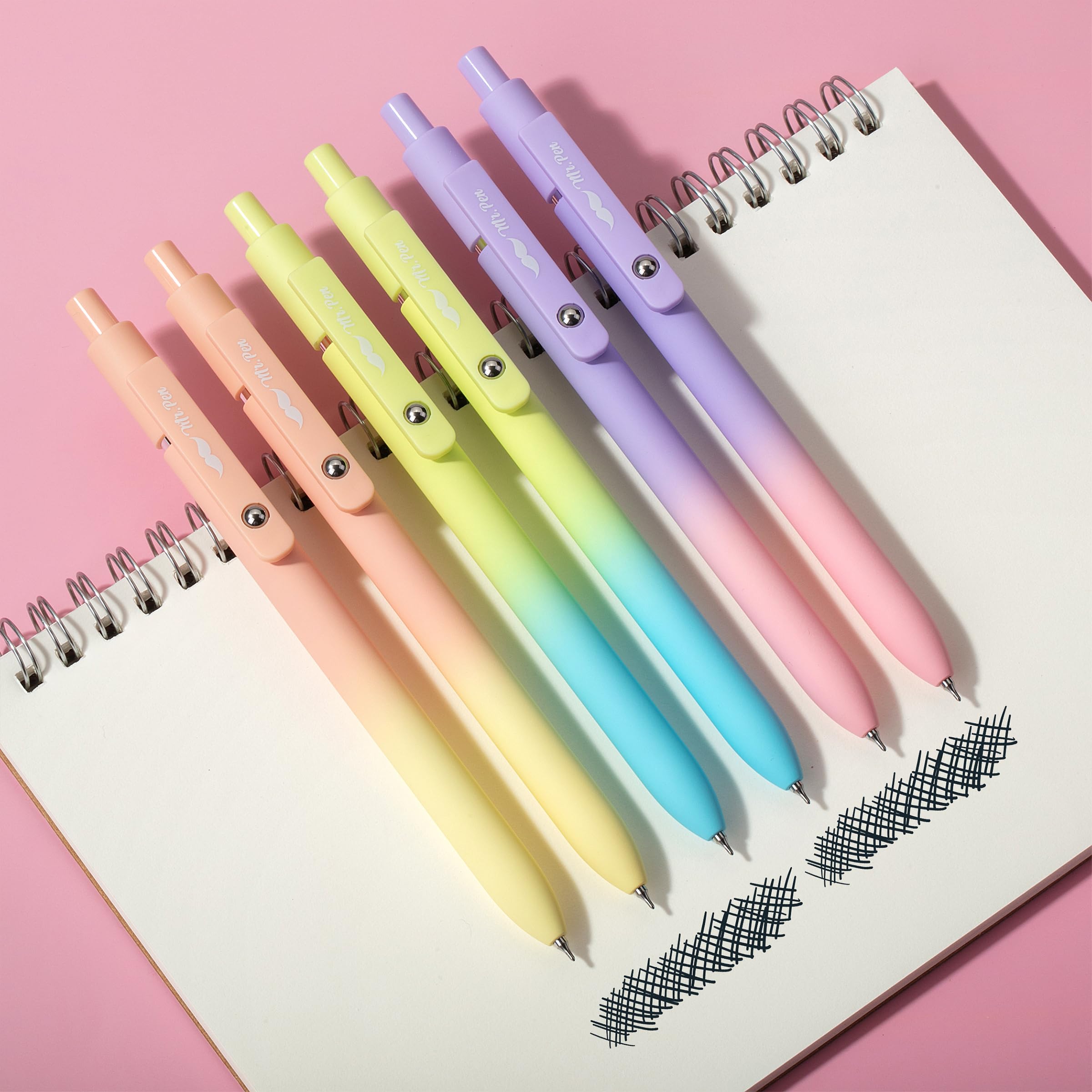 Mr. Pen- Retractable Gel Pens, 12 Pack, Morandi and Vintage Barrels, Black Ink, Fast Dry, Fine Point 0.5mm, Cute and Aesthetic for Journaling