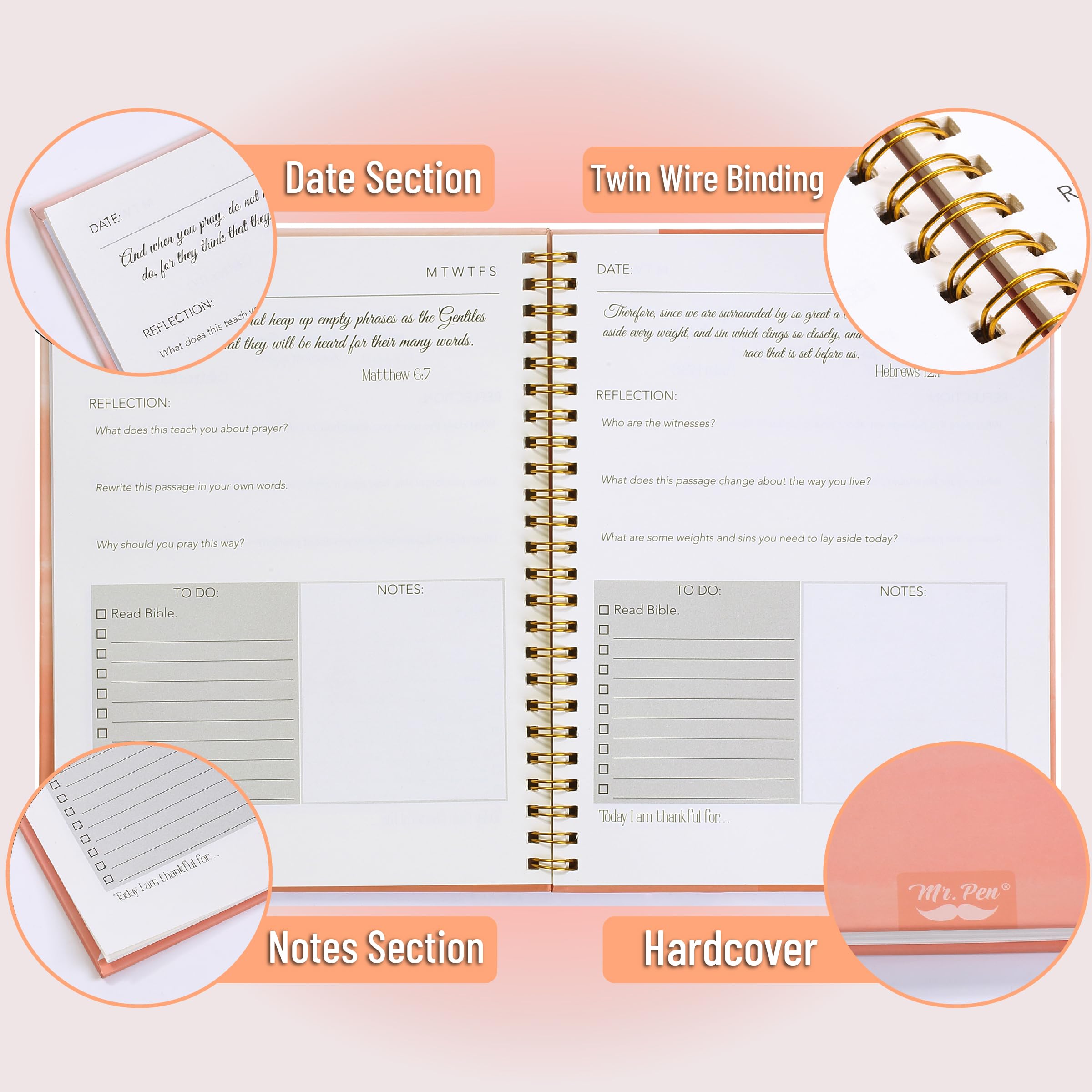 Mr. Pen- Bible Journaling Kit for Women, Golden Blush Color Theme, Bible Study Supplies Journaling Kit