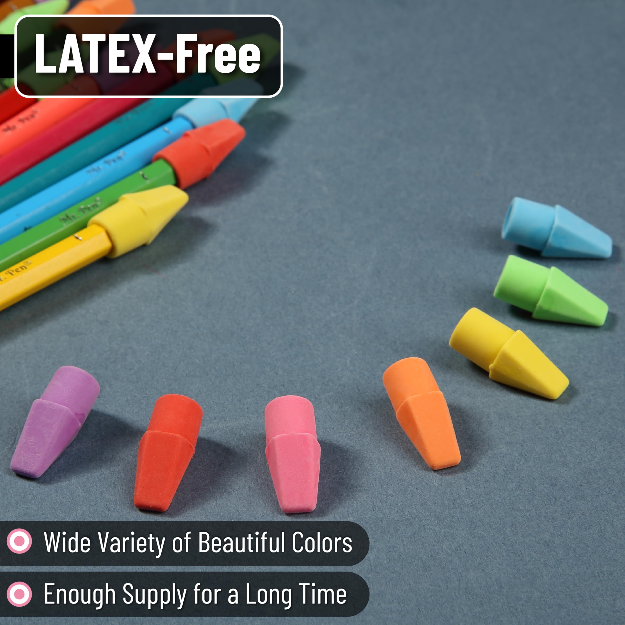 Mr. Pen Erasers for Pencils, 120 Pack, Pencil Top Erasers, Eraser Caps, Cap Tops, Topper Erasers. Ereaser