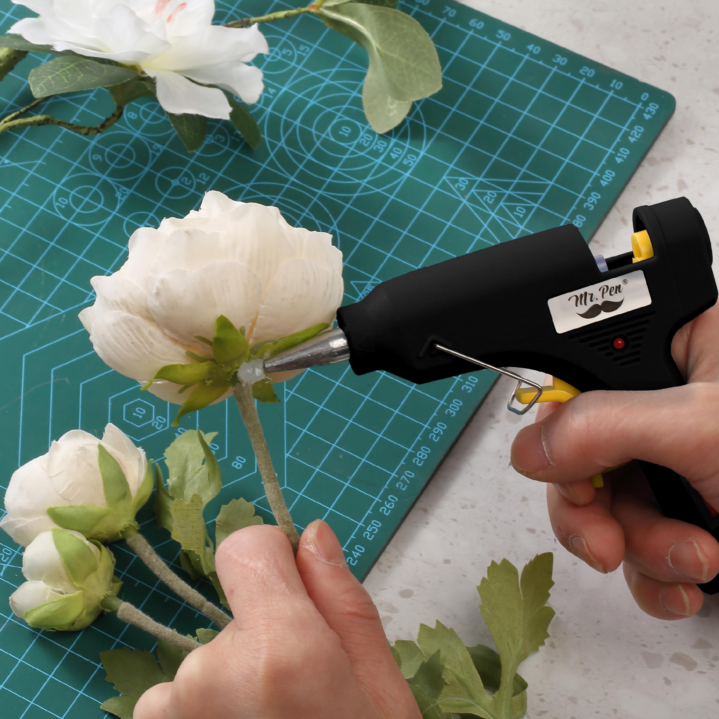 Mr. Pen– Hot Glue Gun Kit, Hot Melt Glue Gun Mini with 20pcs Sticks and 20nWood Craft Sticks and 8 Finger Protector