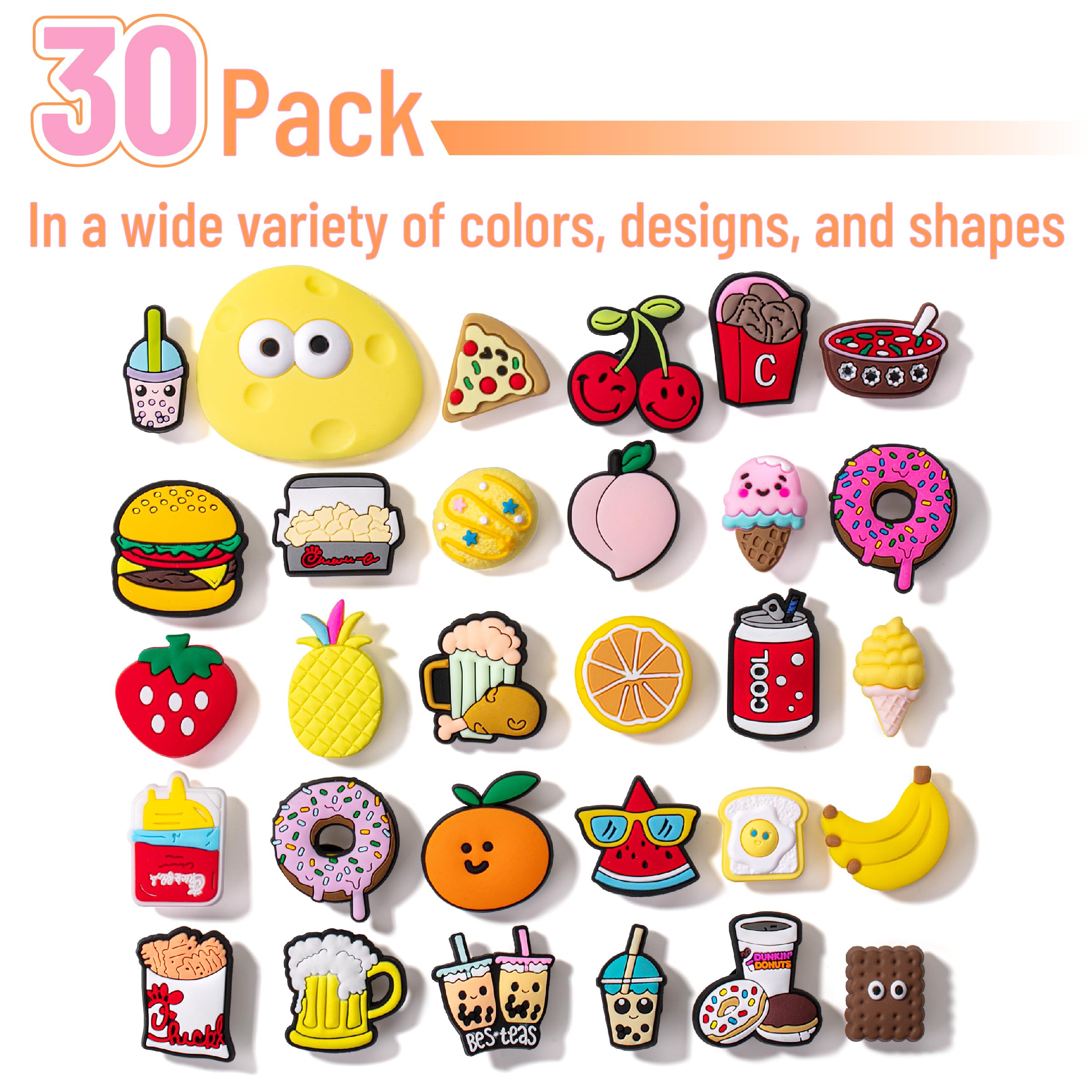 Mr. Pen- Different Charms, 30, 50, 60 Pcs, PVC Random Decoration Charms for Decoration