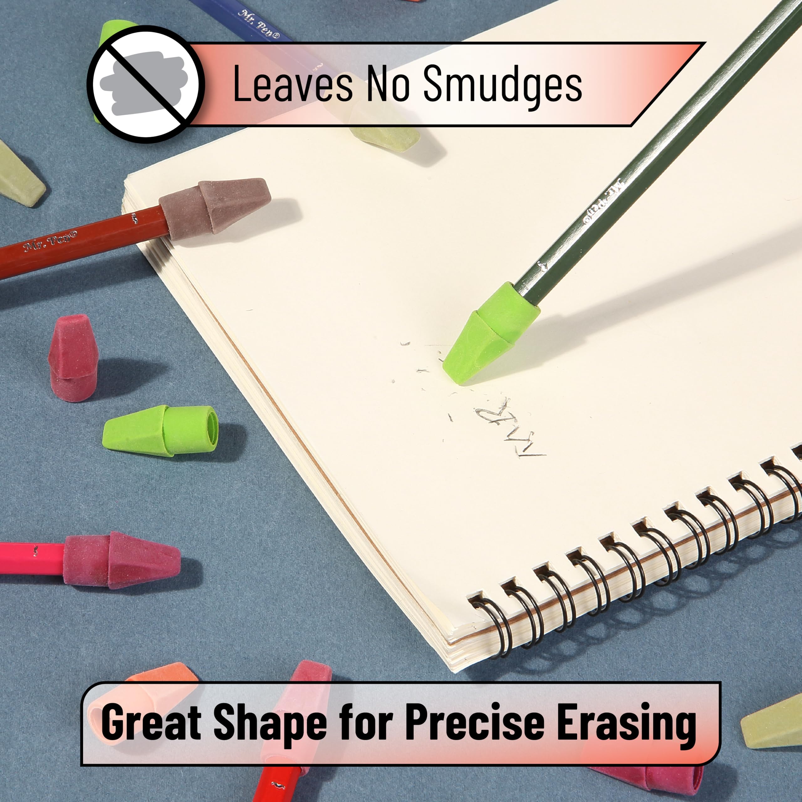 Mr. Pen Erasers for Pencils, 120 Pack, Pencil Top Erasers, Eraser Caps, Cap Tops, Topper Erasers. Ereaser